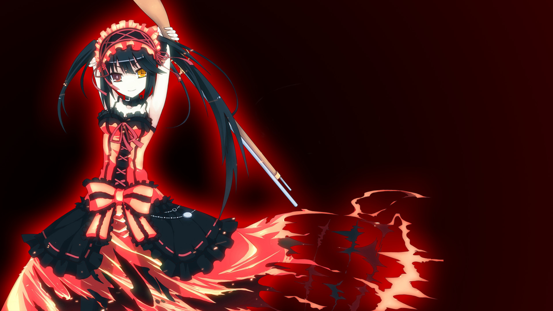 Anime – Date A Live Heterochromia Dress Black Hair Long Hair Gun Girl Anime Kurumi Tokisaki