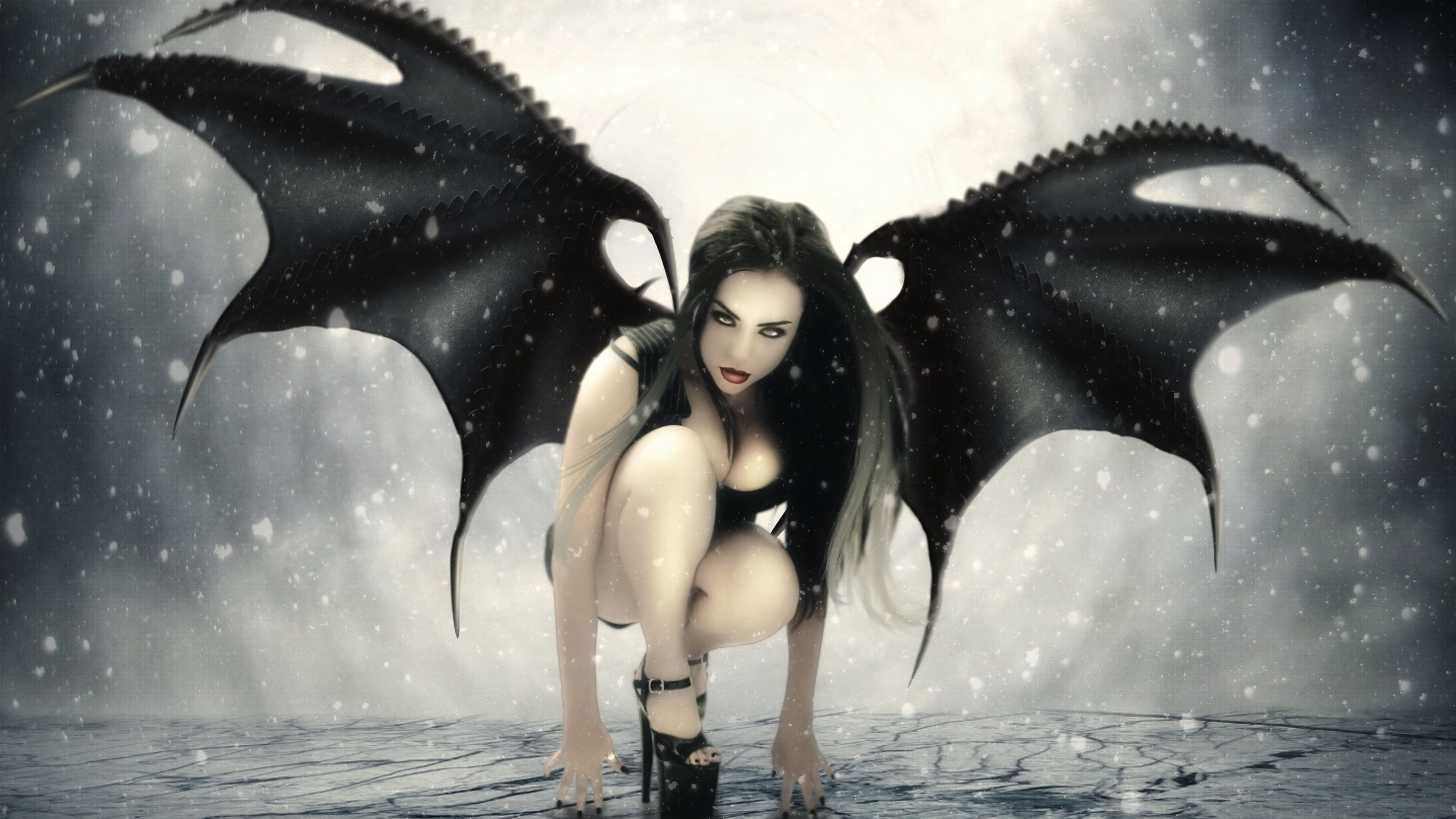 General demoness realistic succubus fantasy girl wings demon fantasy art