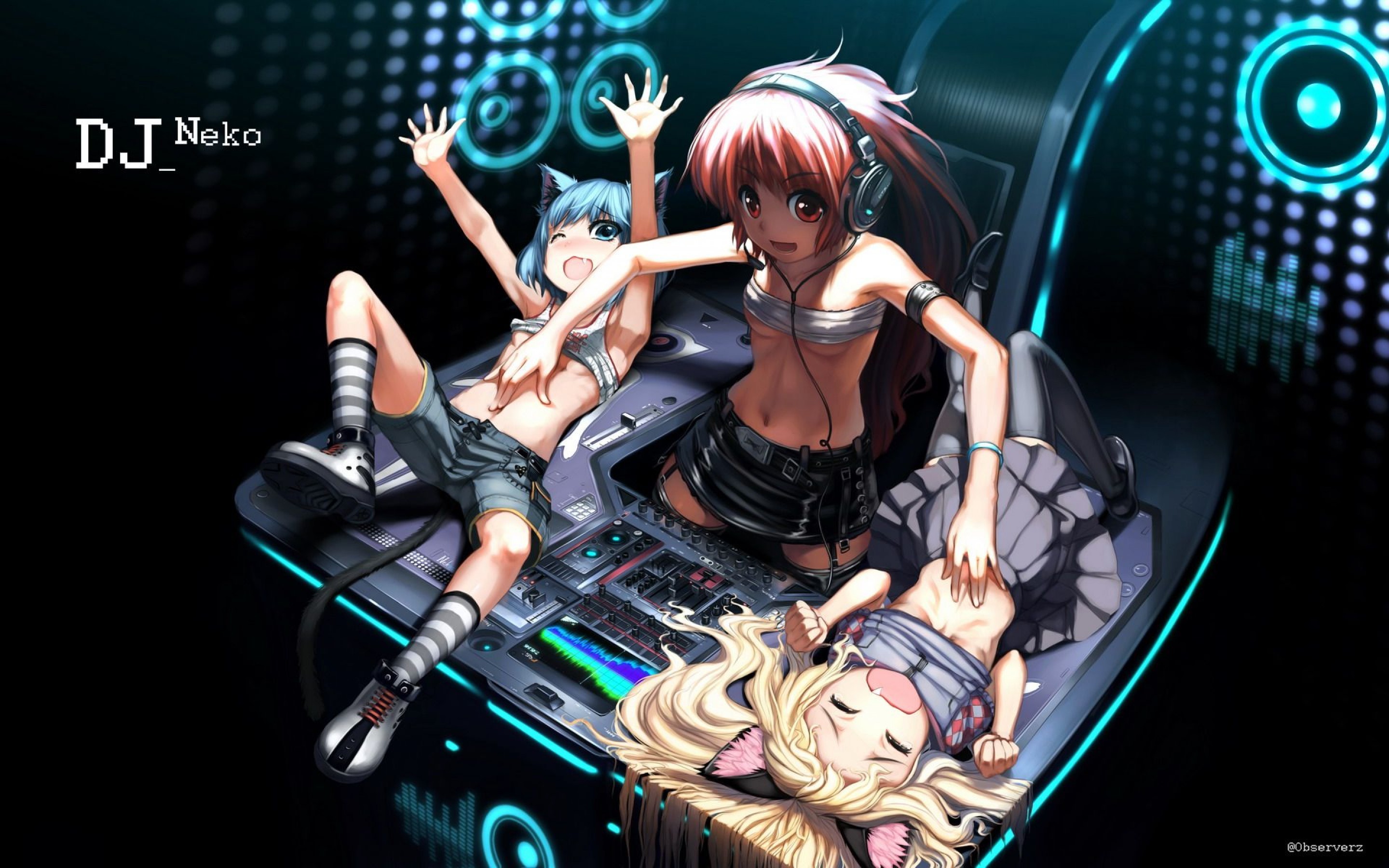 Showing Spin Me Round at resolution , Spin Me Round anime girls wallpaper, cool anime style girls playing on a mixer drawing desktop music wallpapers