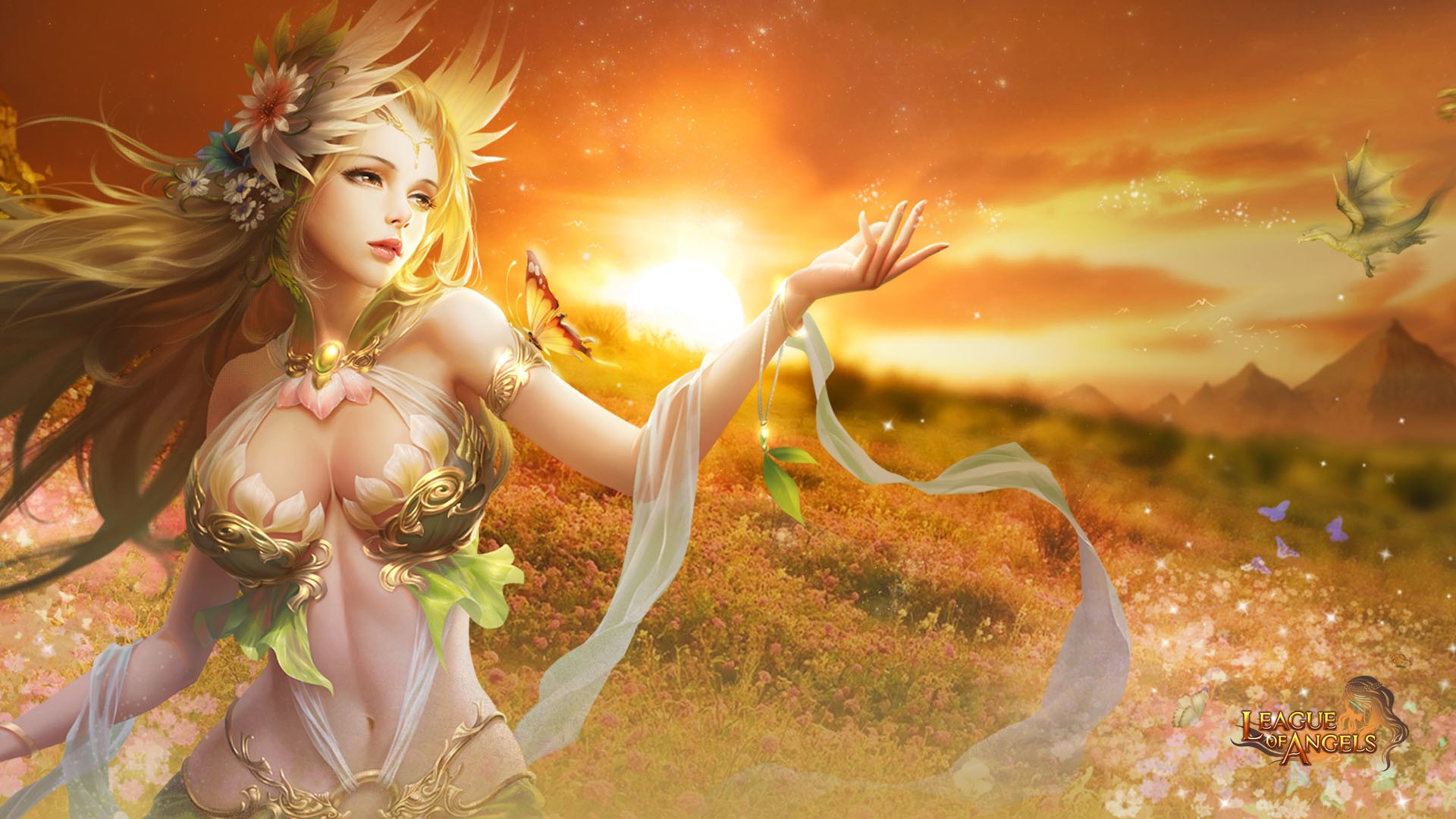 Animated Angel With Butterfly Hd Wallpaper