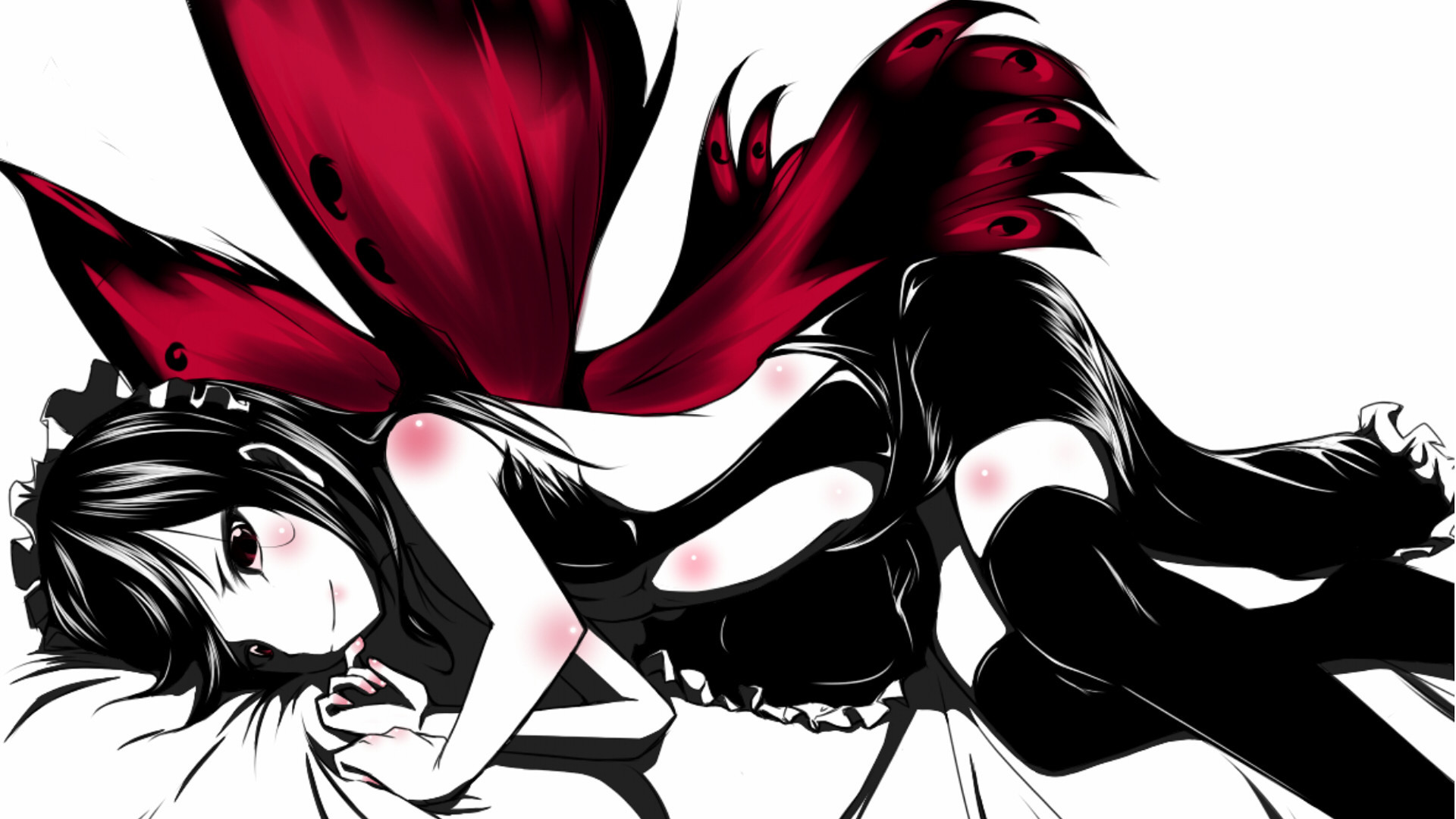 Anime Girl Black and Red Wallpaper