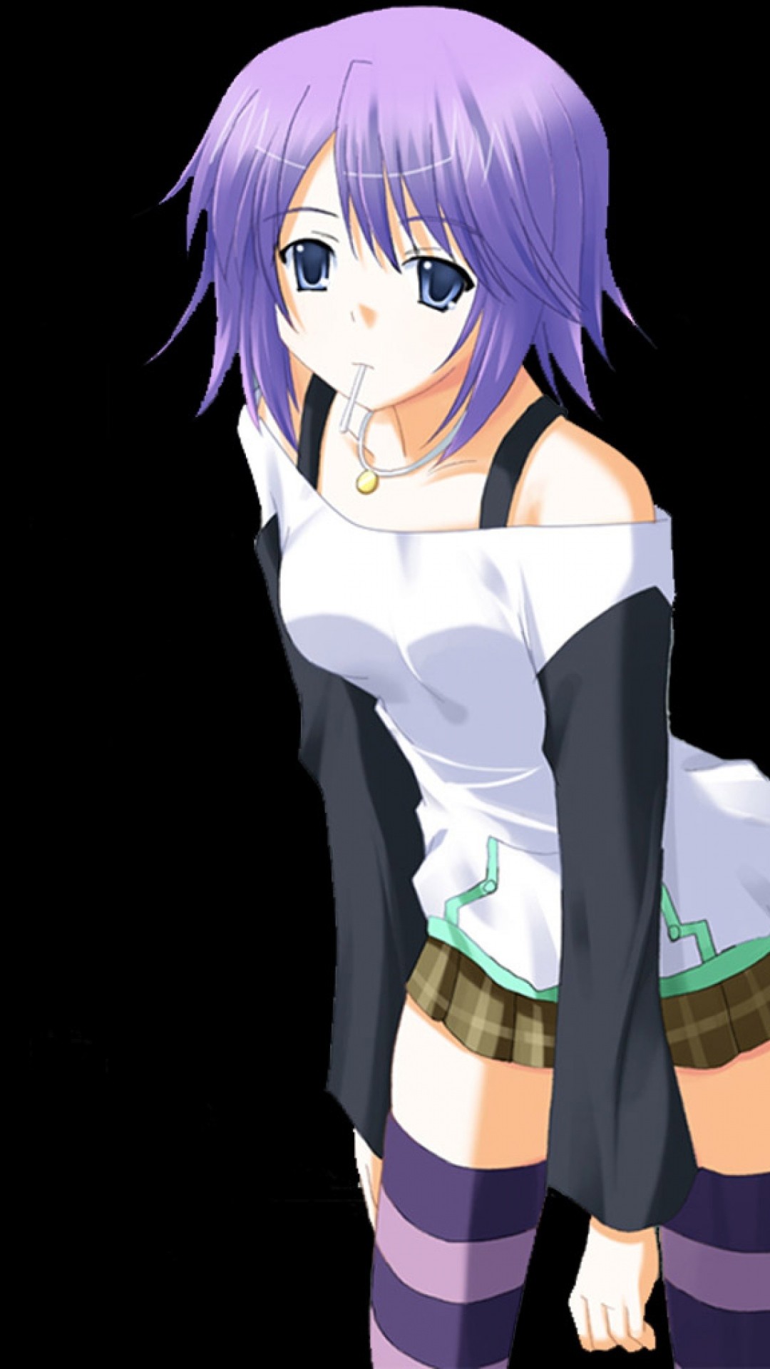 Wallpaper anime, girl, pose, background, stockings, skirt