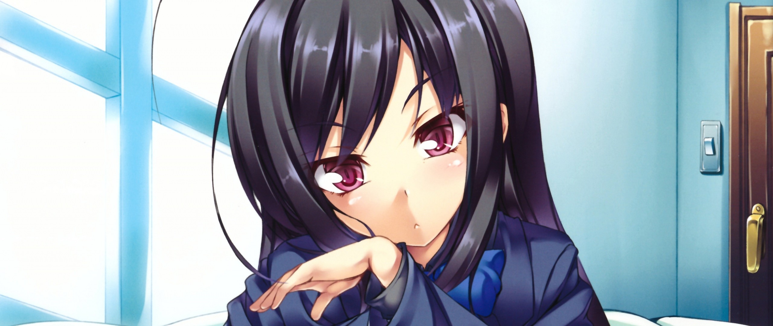 Preview wallpaper accel world, kuro yuki hime, brunette, face, anime 2560×1080