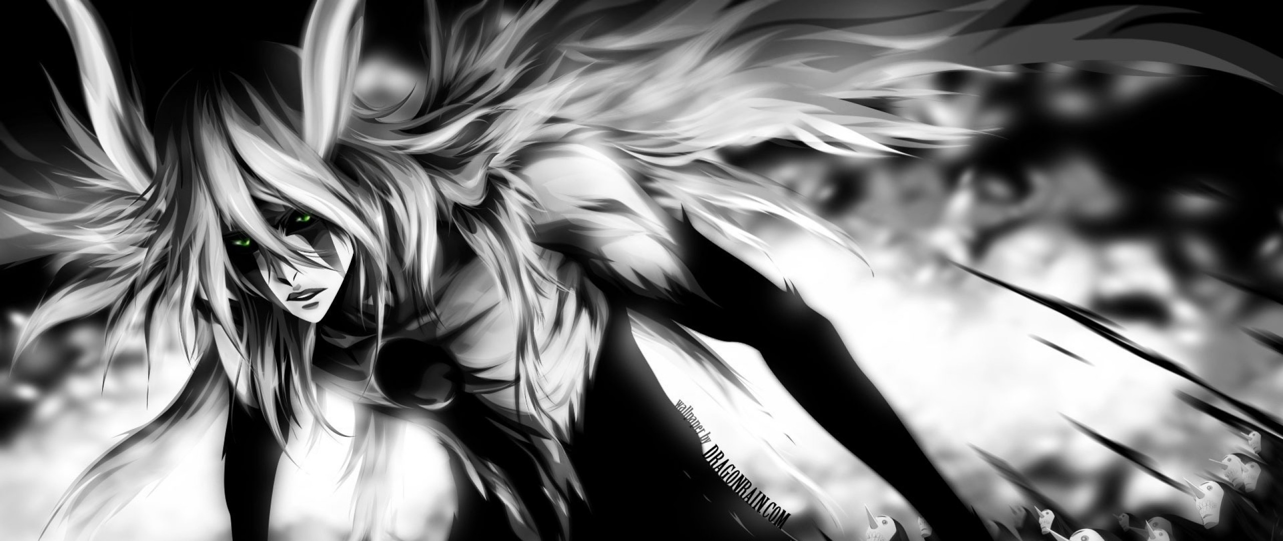 Wallpaper anime, ulquiorra, gillian, black and white, background