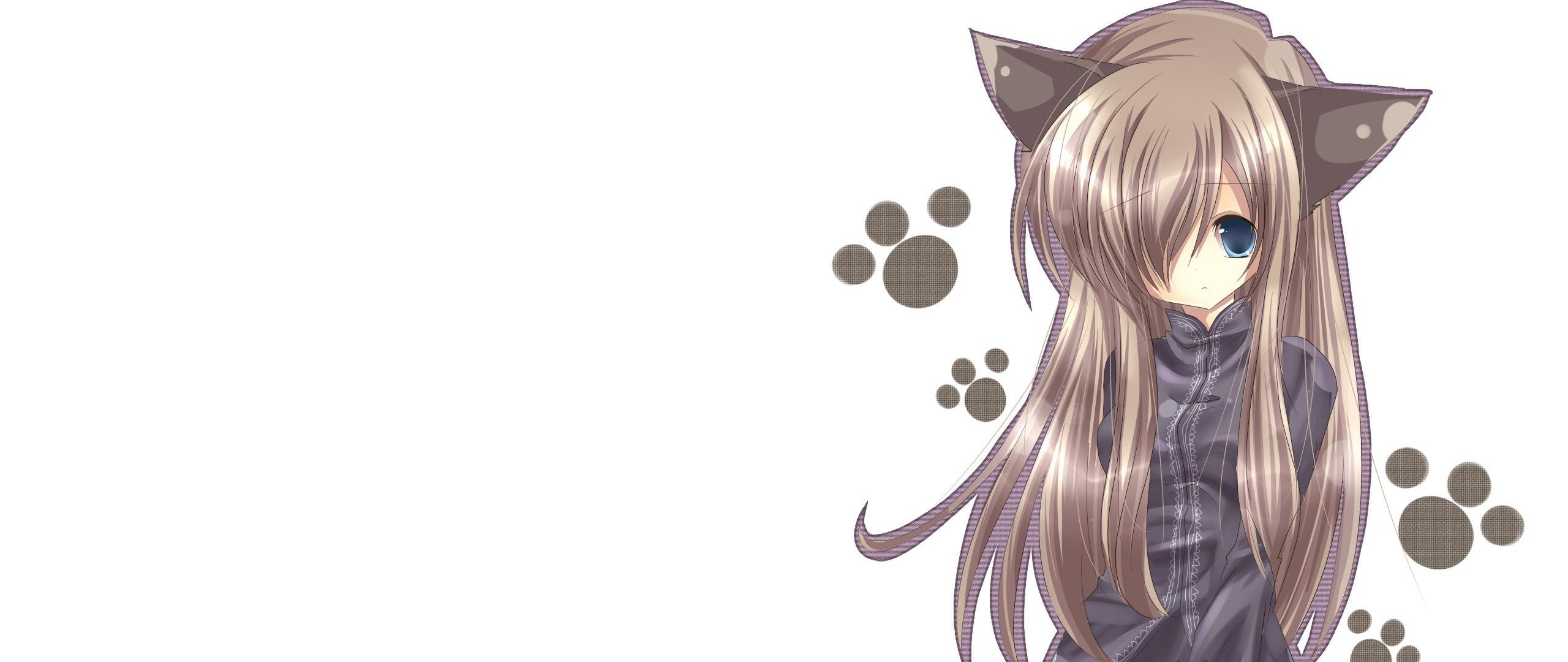 Preview wallpaper cat girl, nekomimi, art, anime, girl 2560×1080