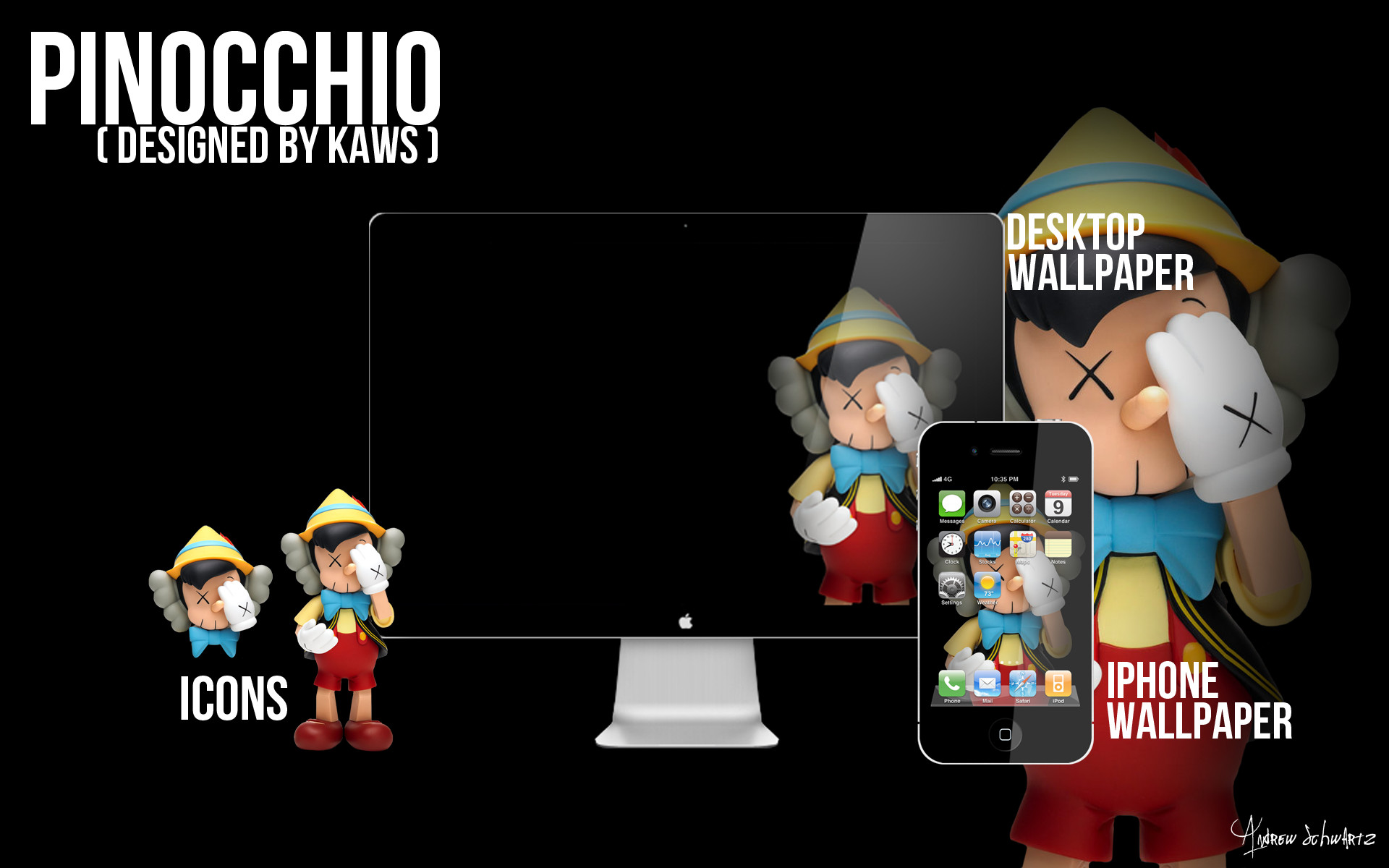 KAWS Pinocchio Wallpaper and Icons by acvschwartz KAWS Pinocchio Wallpaper and Icons by acvschwartz
