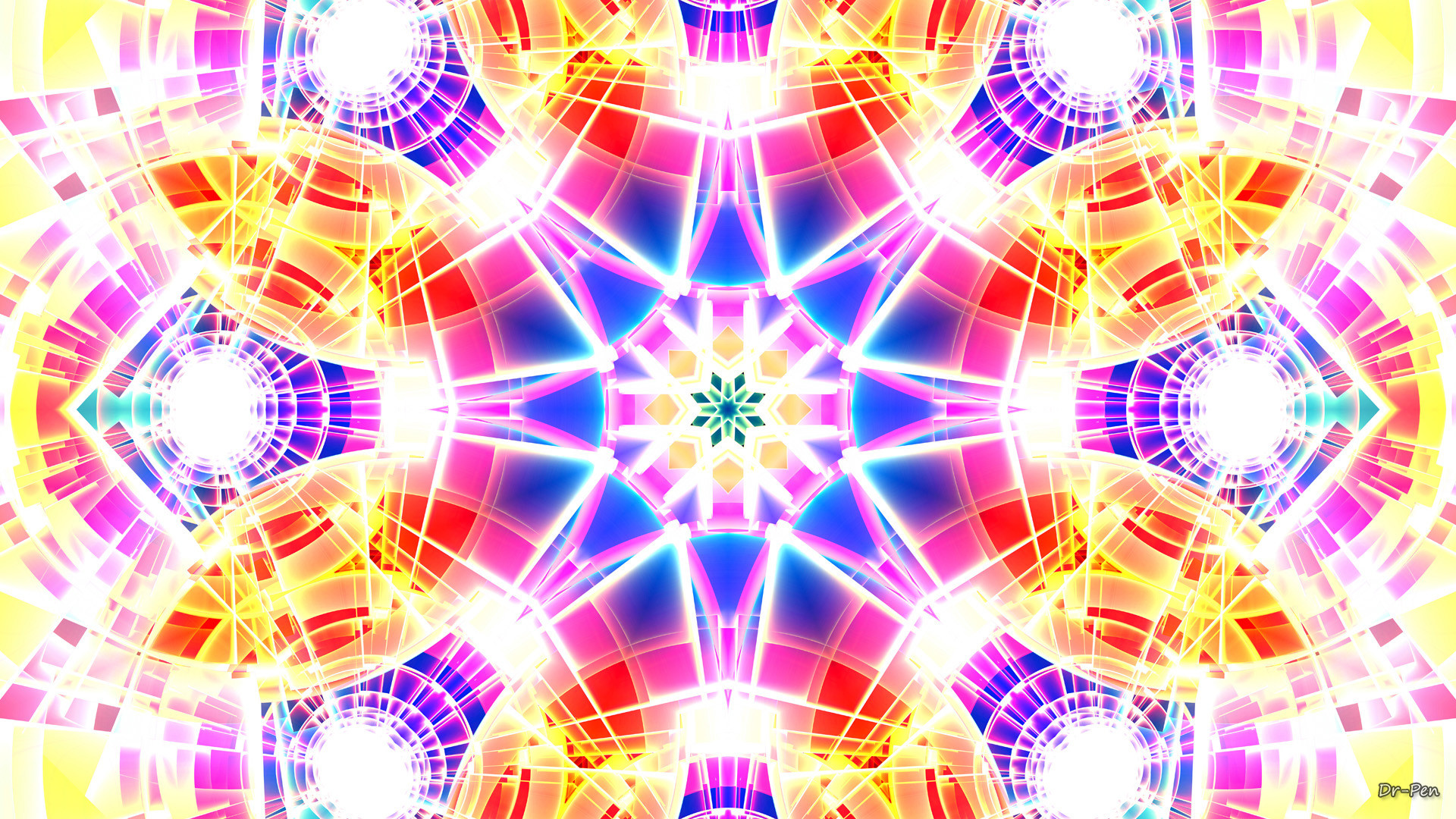 Abstract – Pattern Abstract Artistic Digital Mandala Manipulation Rainbow Colors Colorful Spectrum Yellow Purple Orange Red