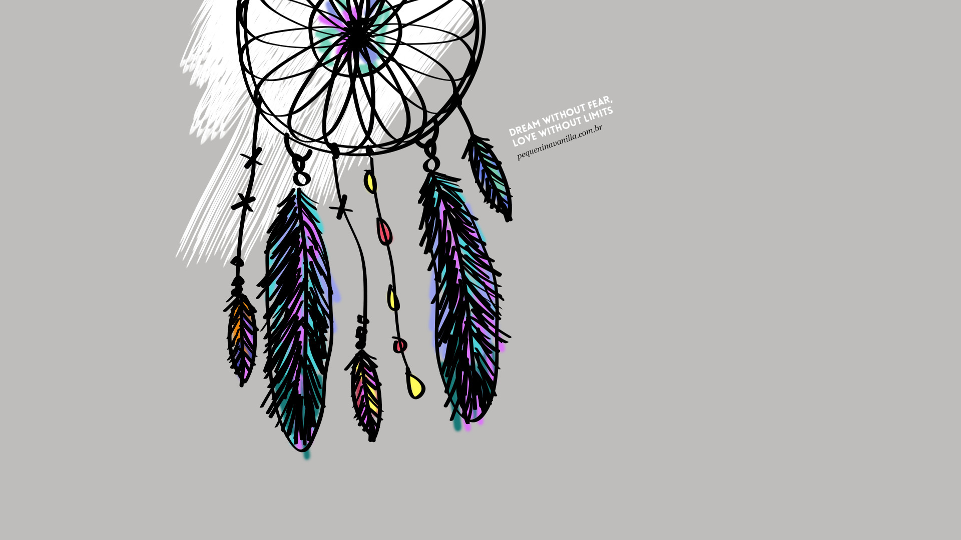 Grey illustrated dreamcatcher Dream Love desktop wallpaper background iPhone and desktop wallpapers Pinterest Wallpaper backgrounds and Wallpaper