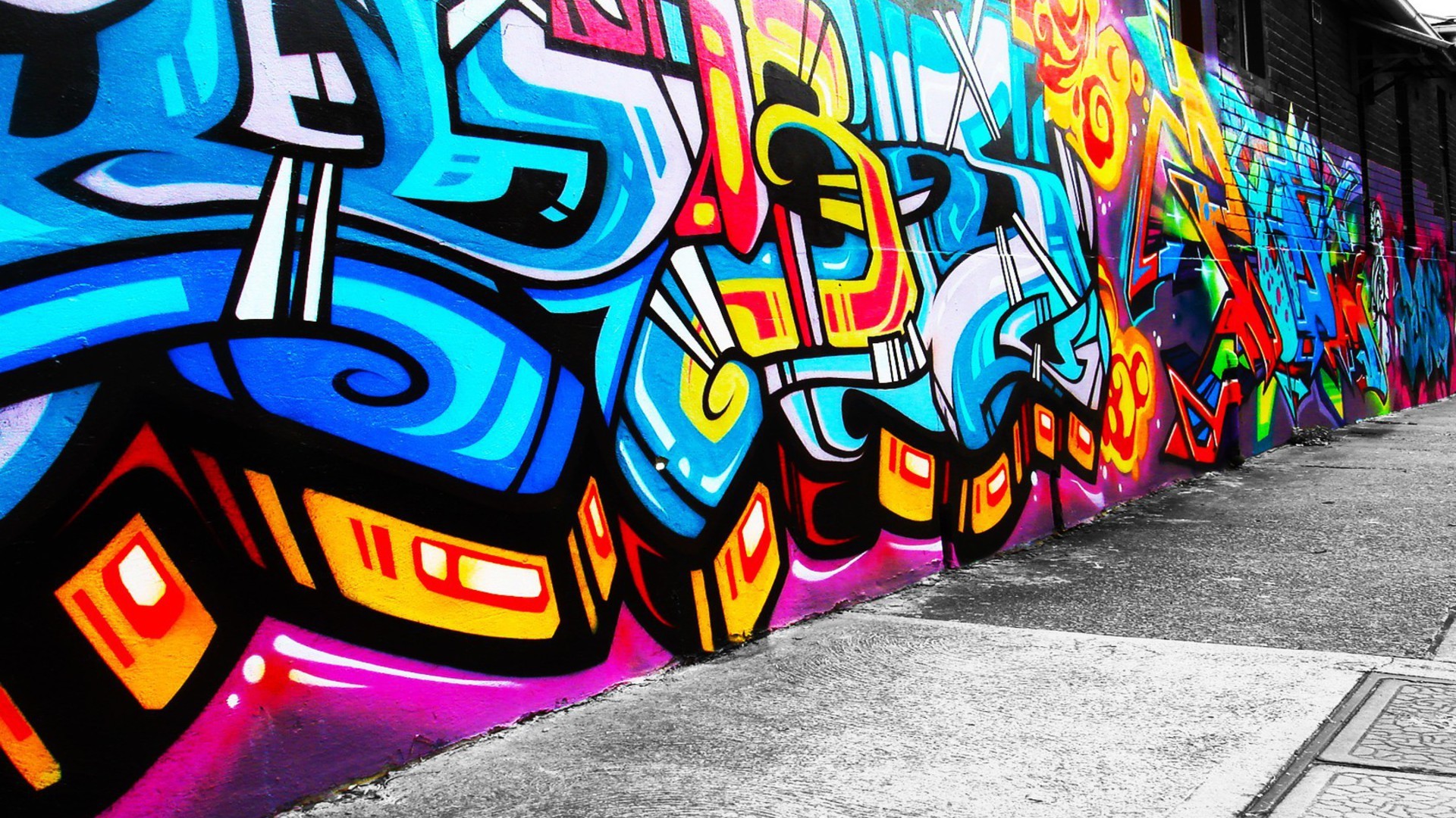 Abstract graffiti cityscapes wallpaper