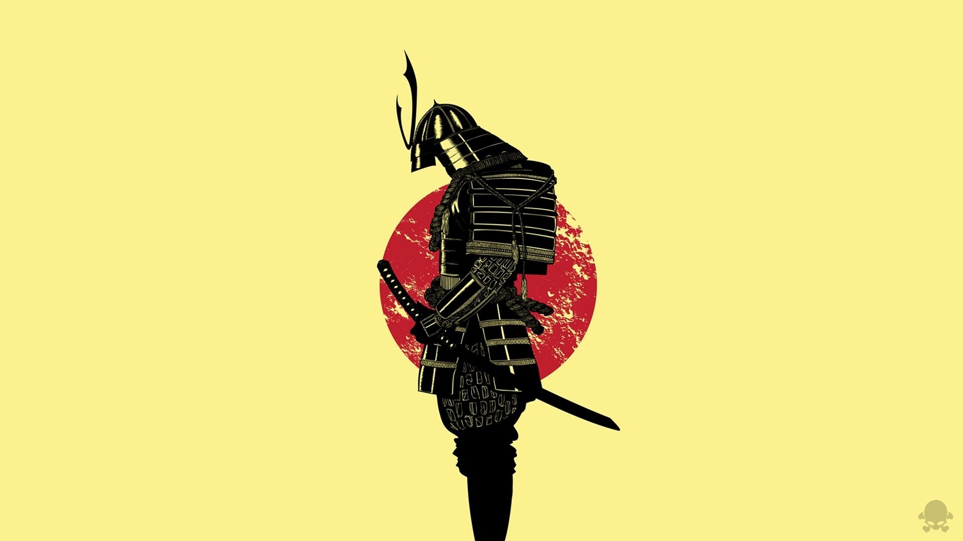 Artwork Black Design Digital Art Gaks Designs Illustrations Japan Minimalistic Red Samurai Vectors Yellow