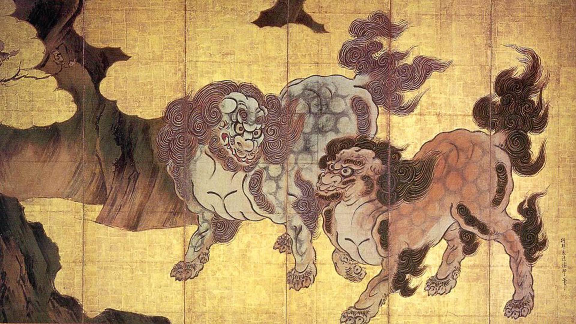 Previous japanese wallpaper. Two Chinese Lions In The Clouds