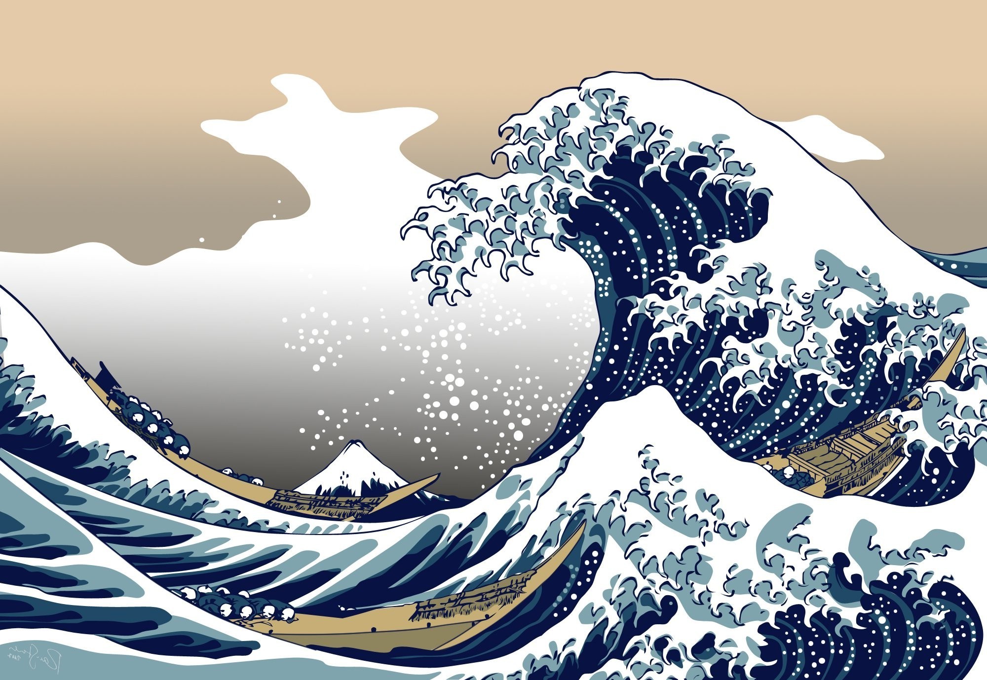 Download Aesthetic Art Of The Great Wave Wallpaper  Wallpaperscom
