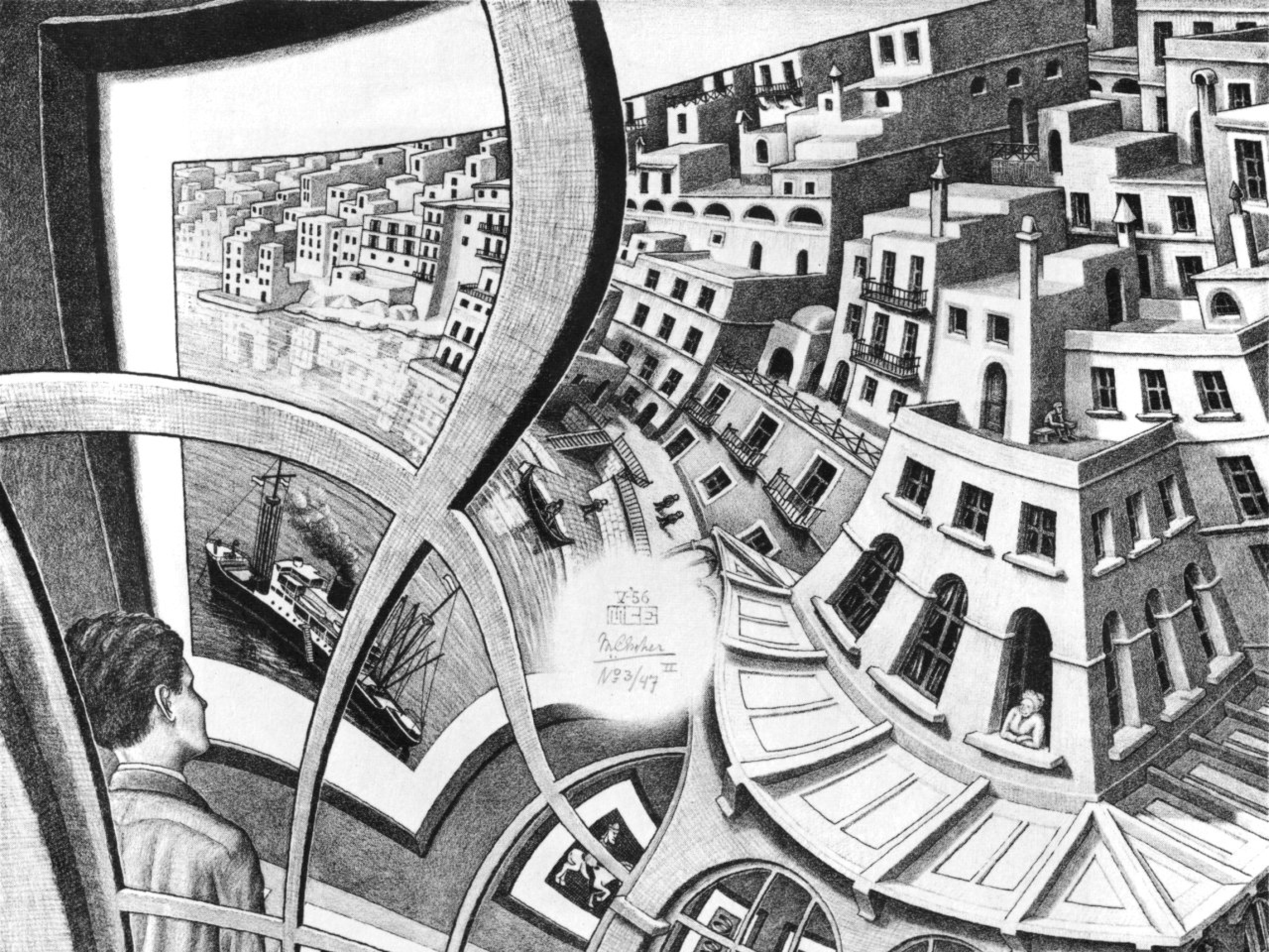 Paintings Grayscale Mc Escher Monochrome Optical Illusions 1280 1286 Wallpaper Art Hd Wallpaper