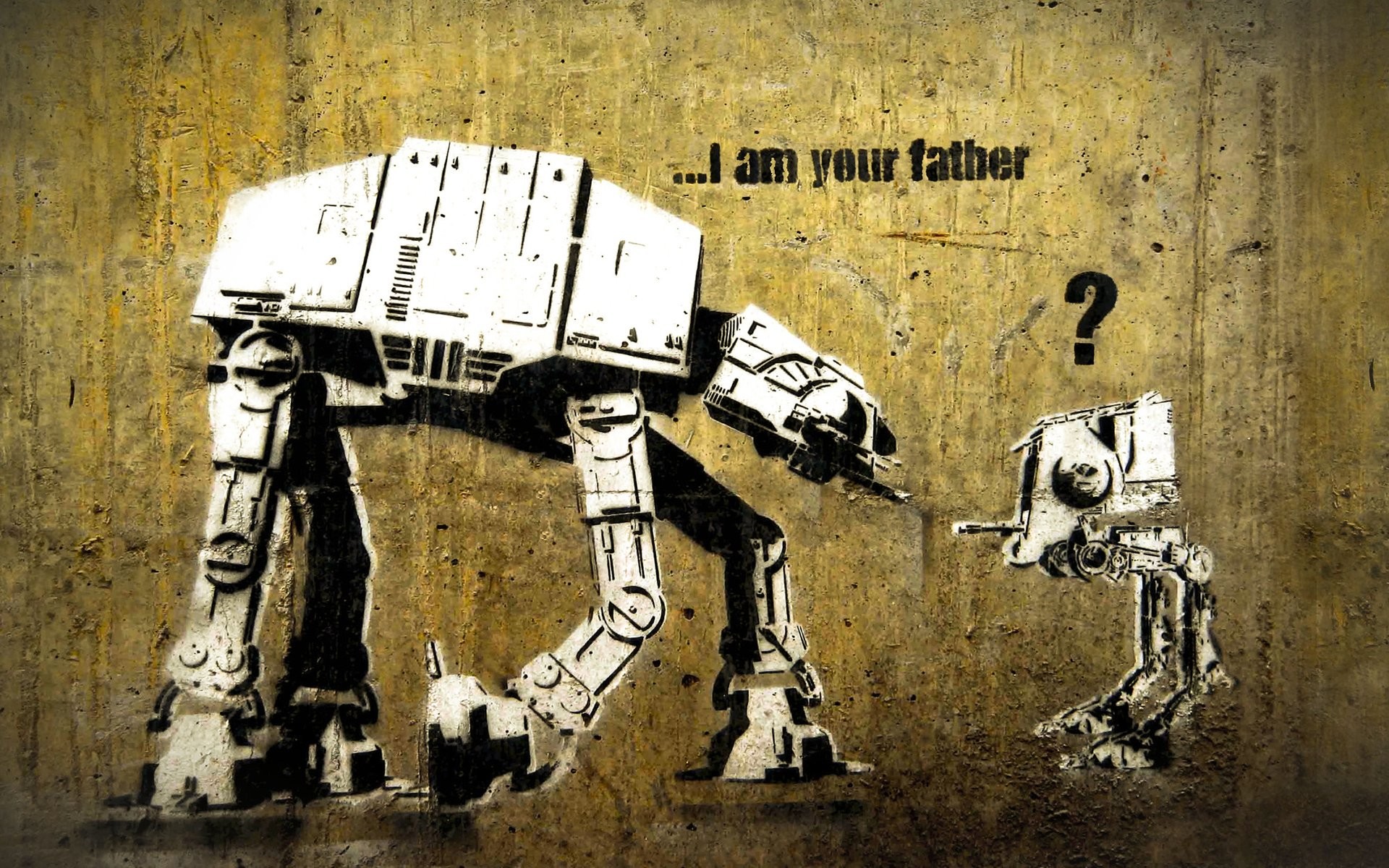 AT AT AT ST Banksy Funny I Am Your Father Star Wars Street Art