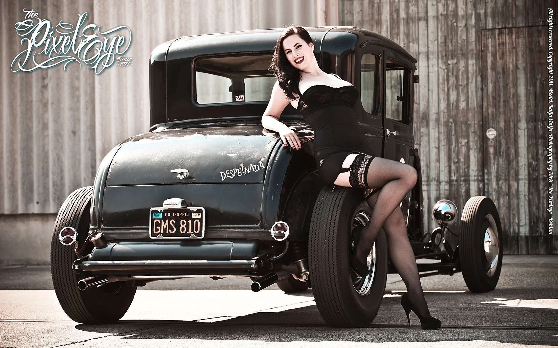 Katja Cintja & the Ford Model A Coupe Hot Rod – Widescreen Wallpaper