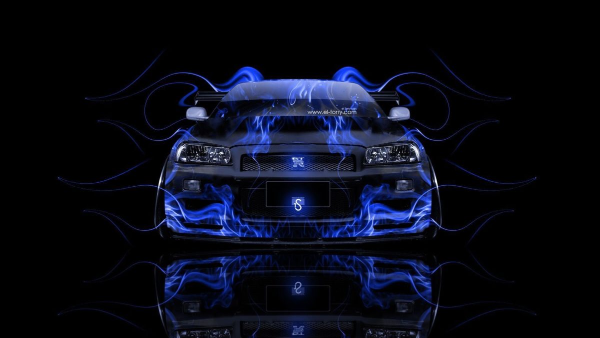 Nissan Skyline GTR R34 Front Fire Abstract Car 2014 el Tony