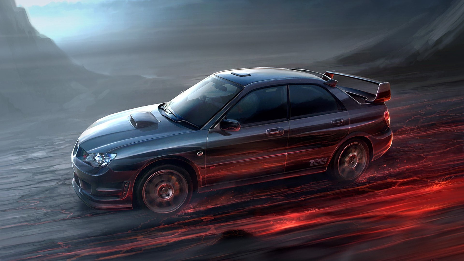 Artwork Cars Digital Art Flame Gary Tonge Subaru Impreza WRX STI