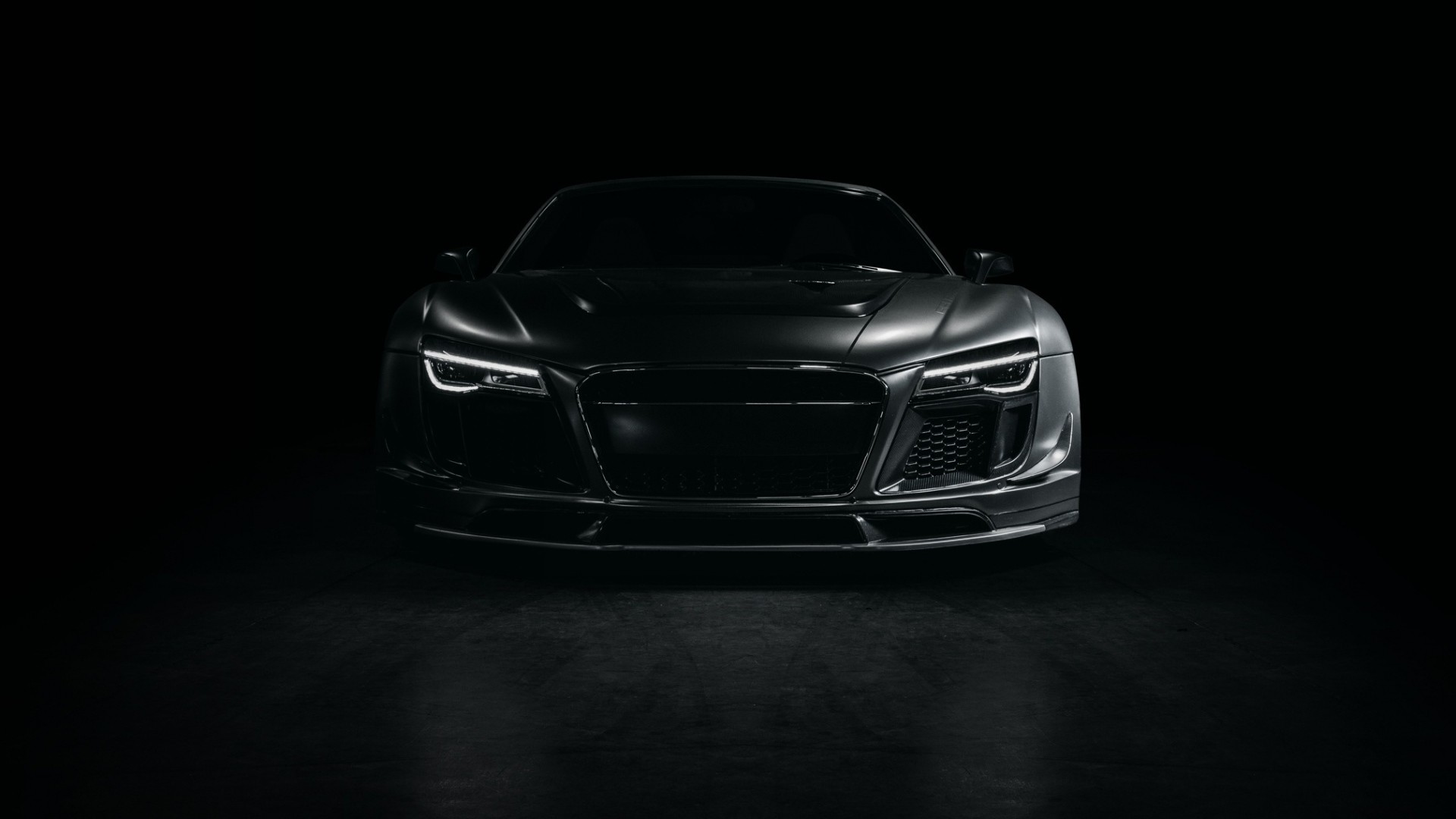 Wallpaper audi, r8, sports car, tuning, front view, black