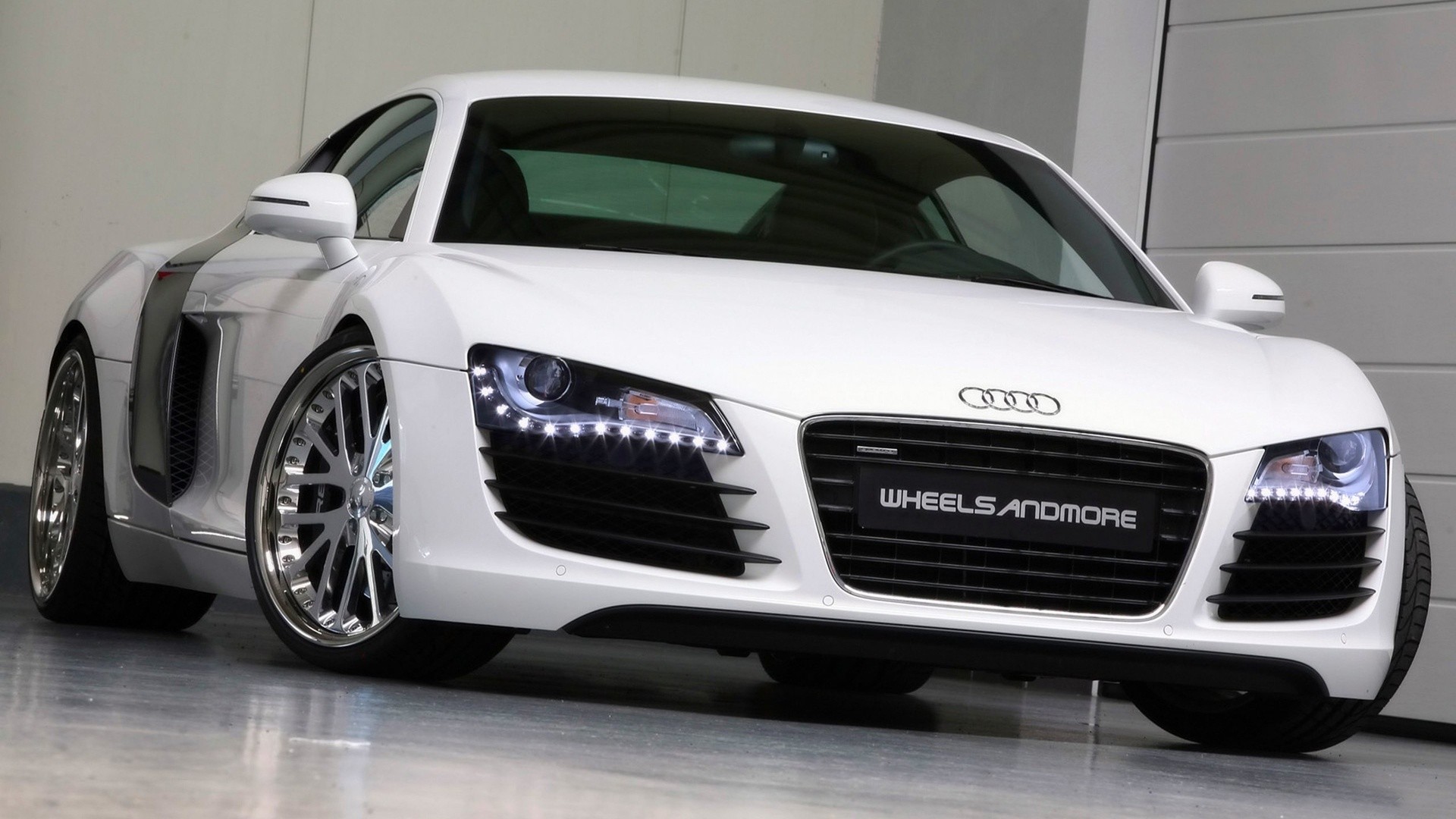 White Audi R8 in Showroom