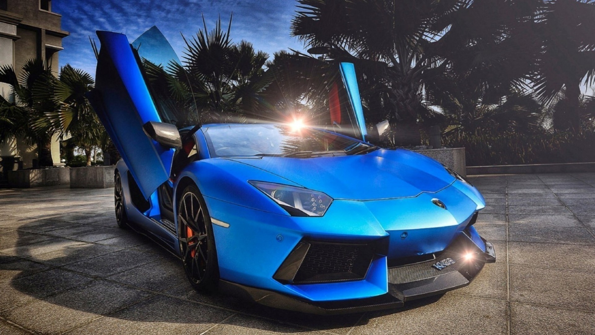 1144 Blue Lamborghini Aventador Wallpaper