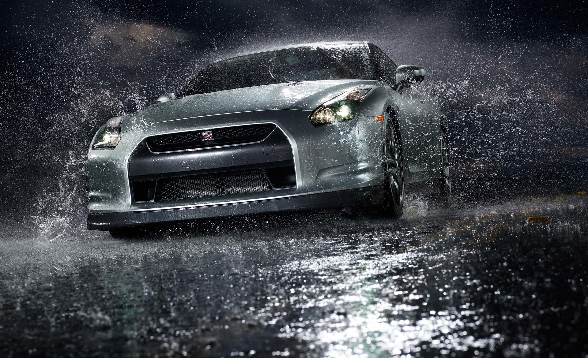 Cars Front Angle View Nissan GT R Vehicles Water free iPhone or Android Full HD wallpaper