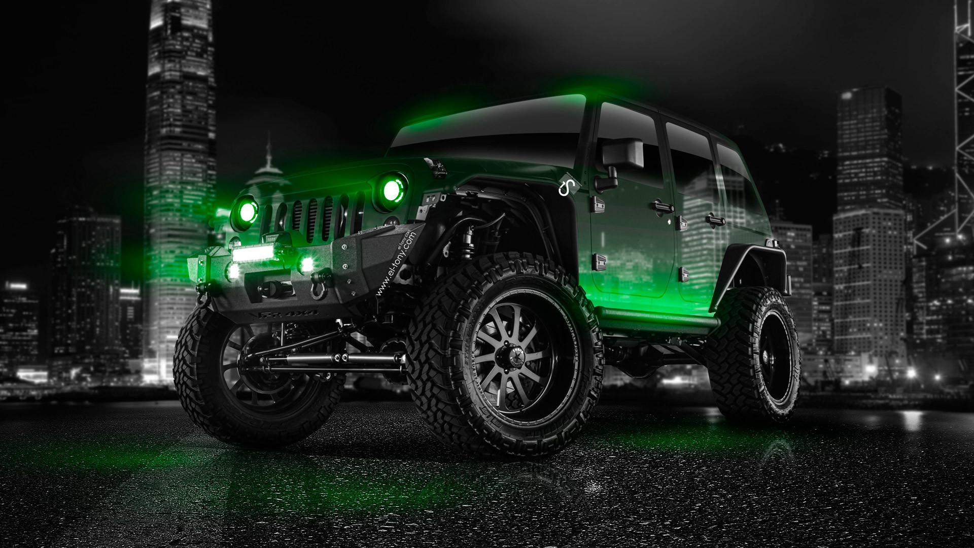 Jeep Wrangler Crystal City Car 2014 Green Neon