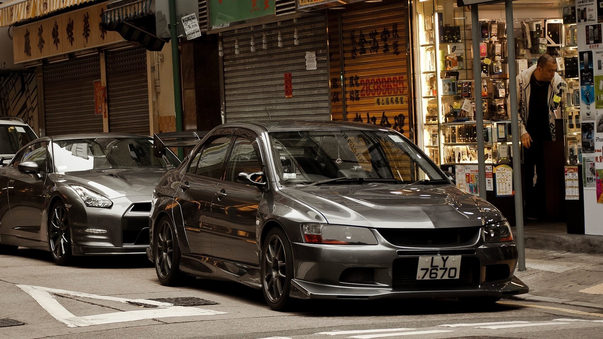 China cars Hong Kong sports cars Mitsubishi Lancer Evolution VIII Nissan R35 GT R wallpaper 238227 WallpaperUP