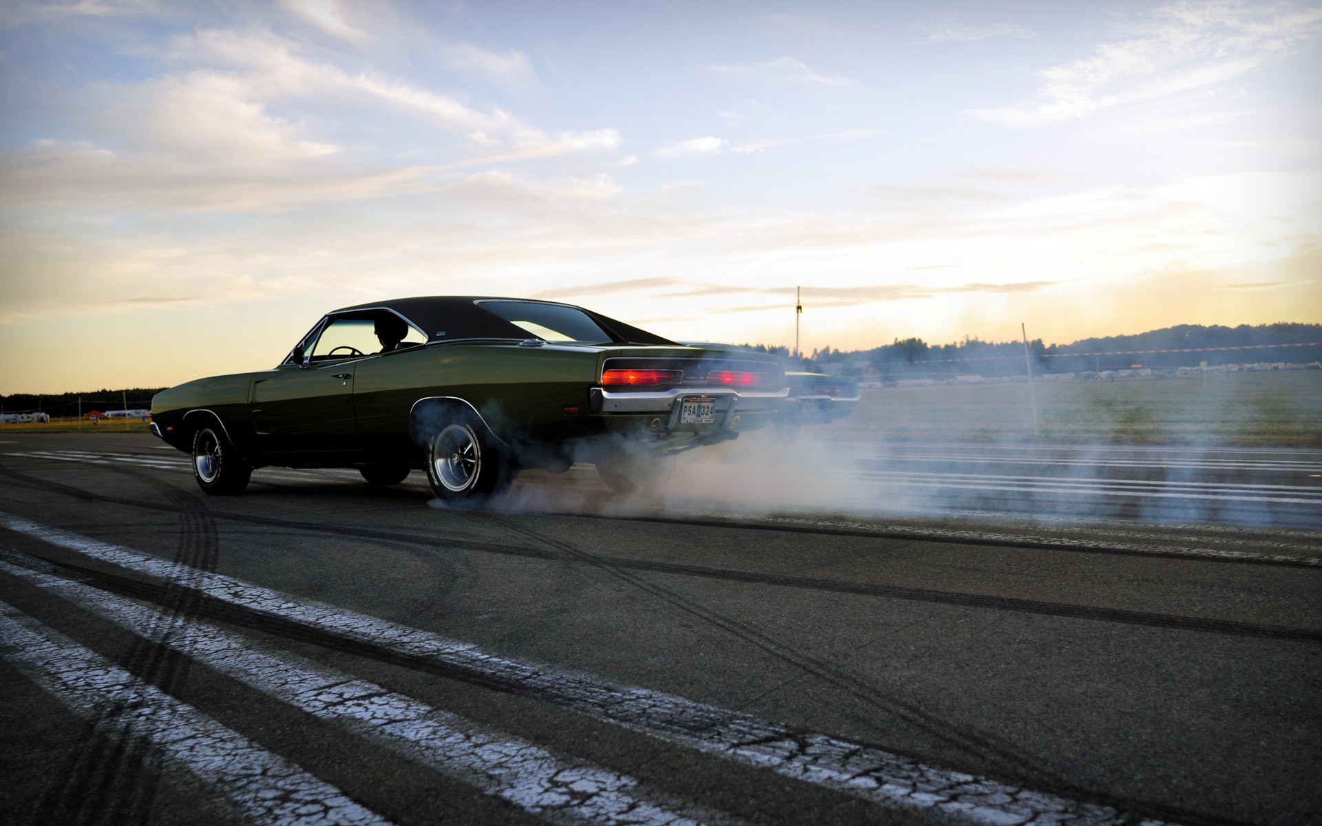 Smoke muscle cars drifting cars vehicles burnout Dodge Charger wallpaper