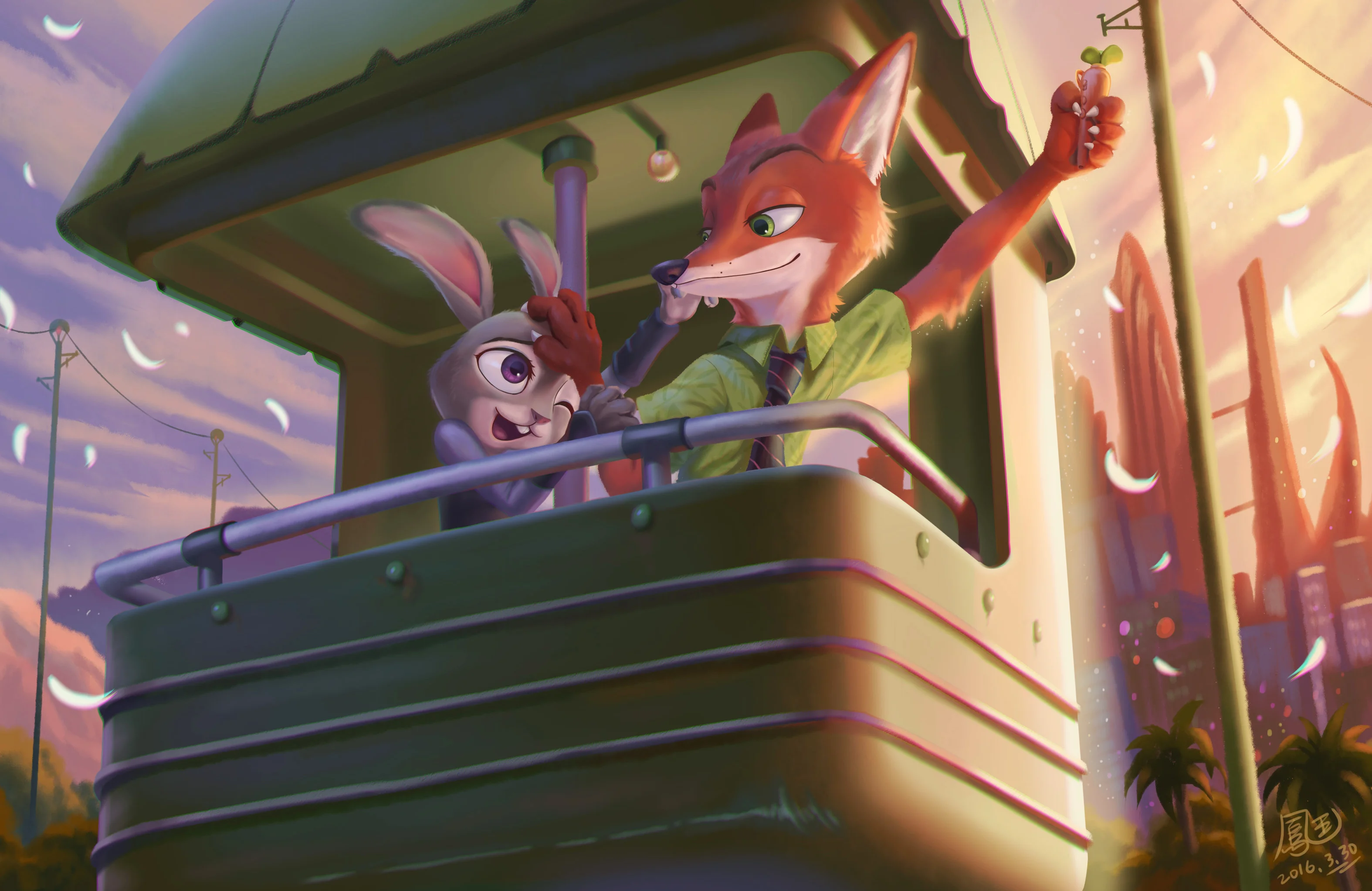 Movie – Zootopia Nick Wilde Sunset Judy Hopps Fox Bunny Wallpaper