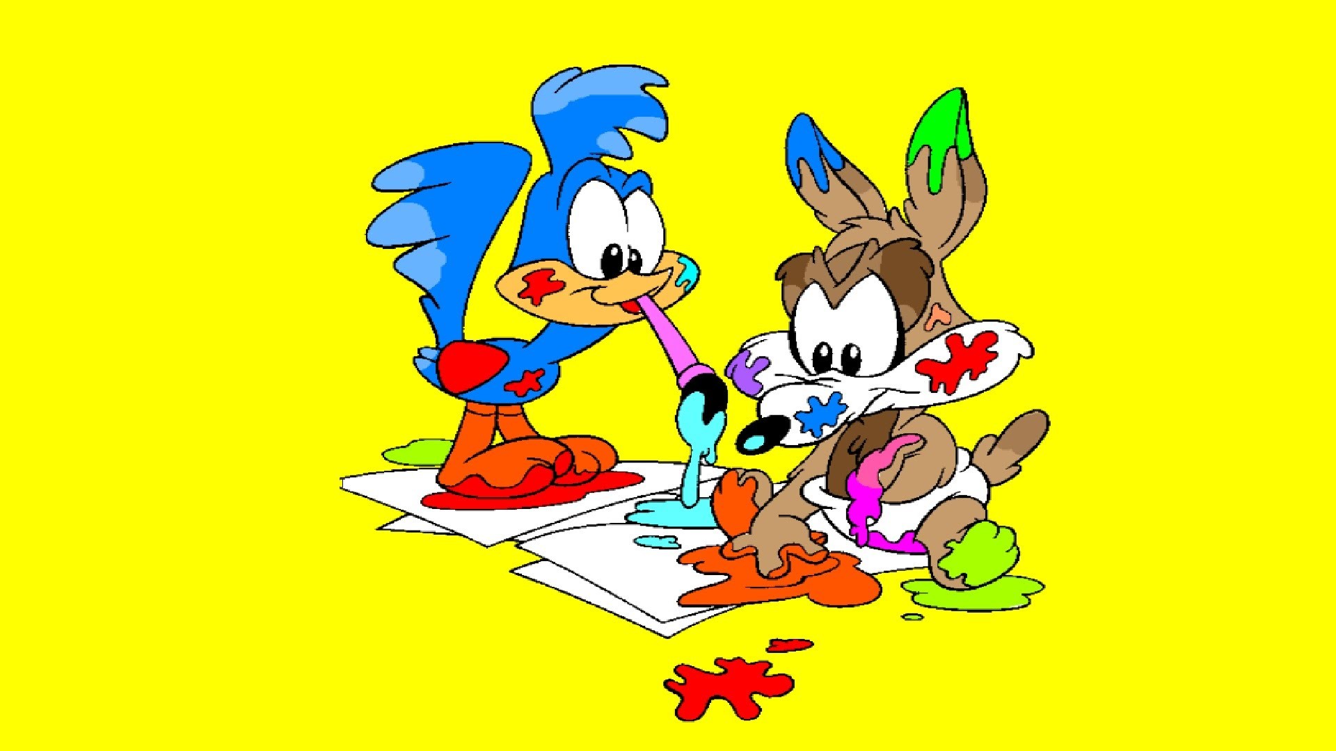 Baby Road Runner And Baby Wile E. Coyote Finger Painting | Coloring Pages –  YouTube