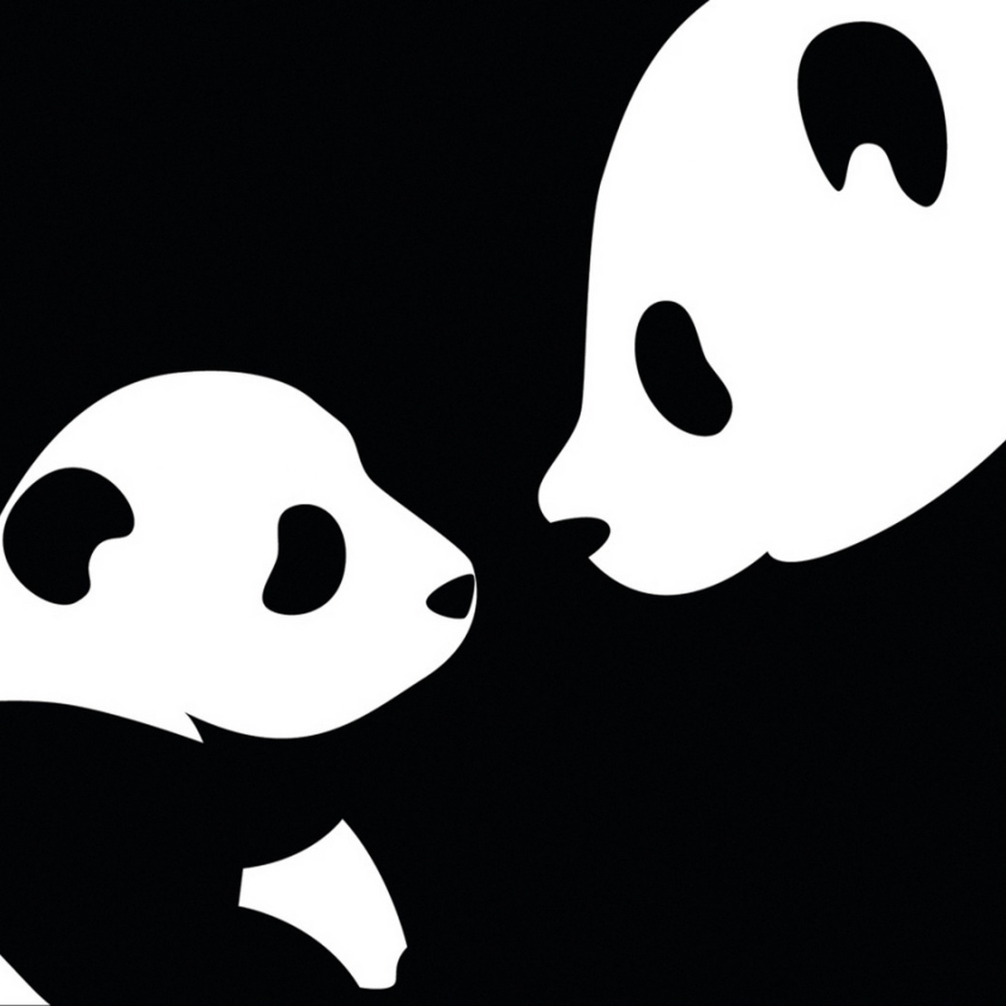 Preview wallpaper panda, drawing, black, white 2048×2048