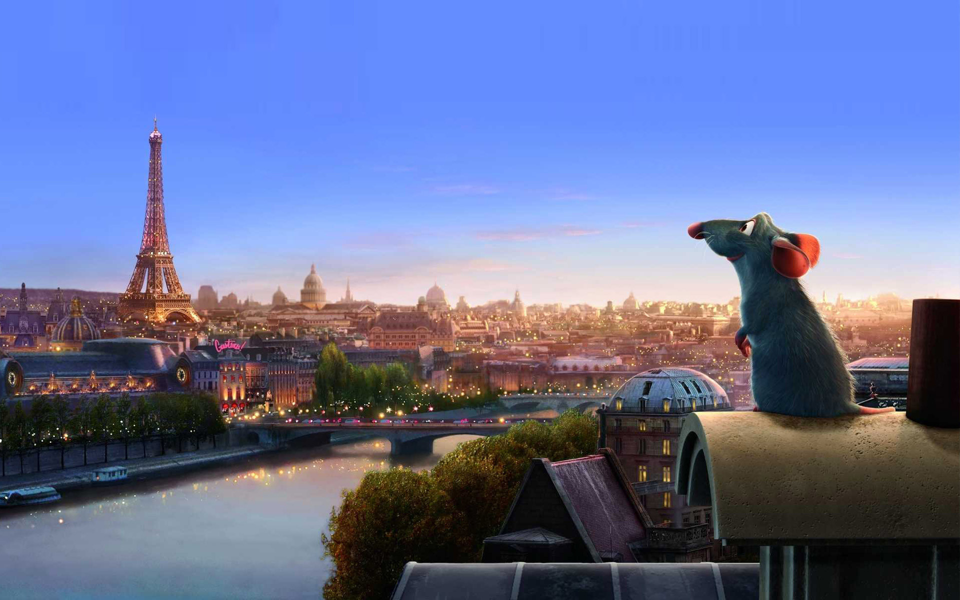 Wallpaper, myshenok, Paris, France, cartoon, disney, pixar