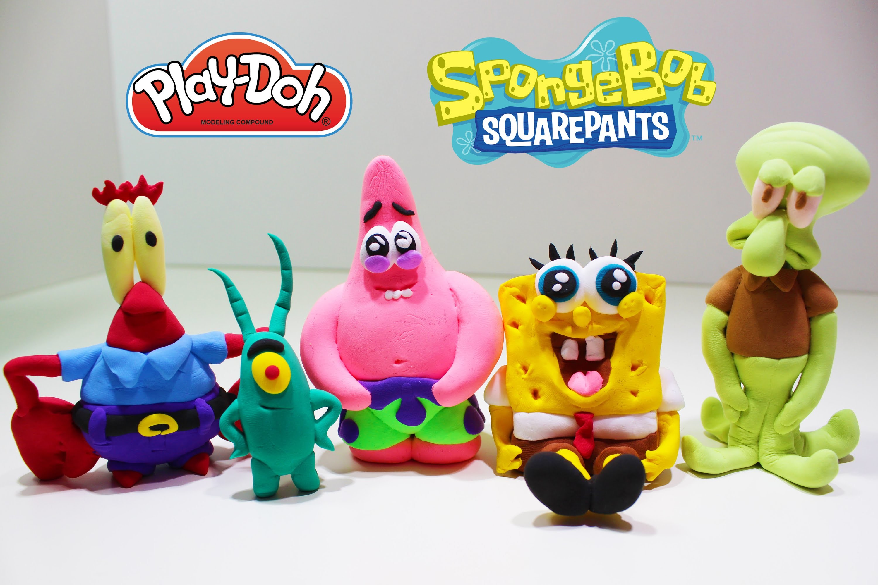 Meet Spongebob Squarepants Friends characters, Easy toy figure creations using Play Doh – YouTube