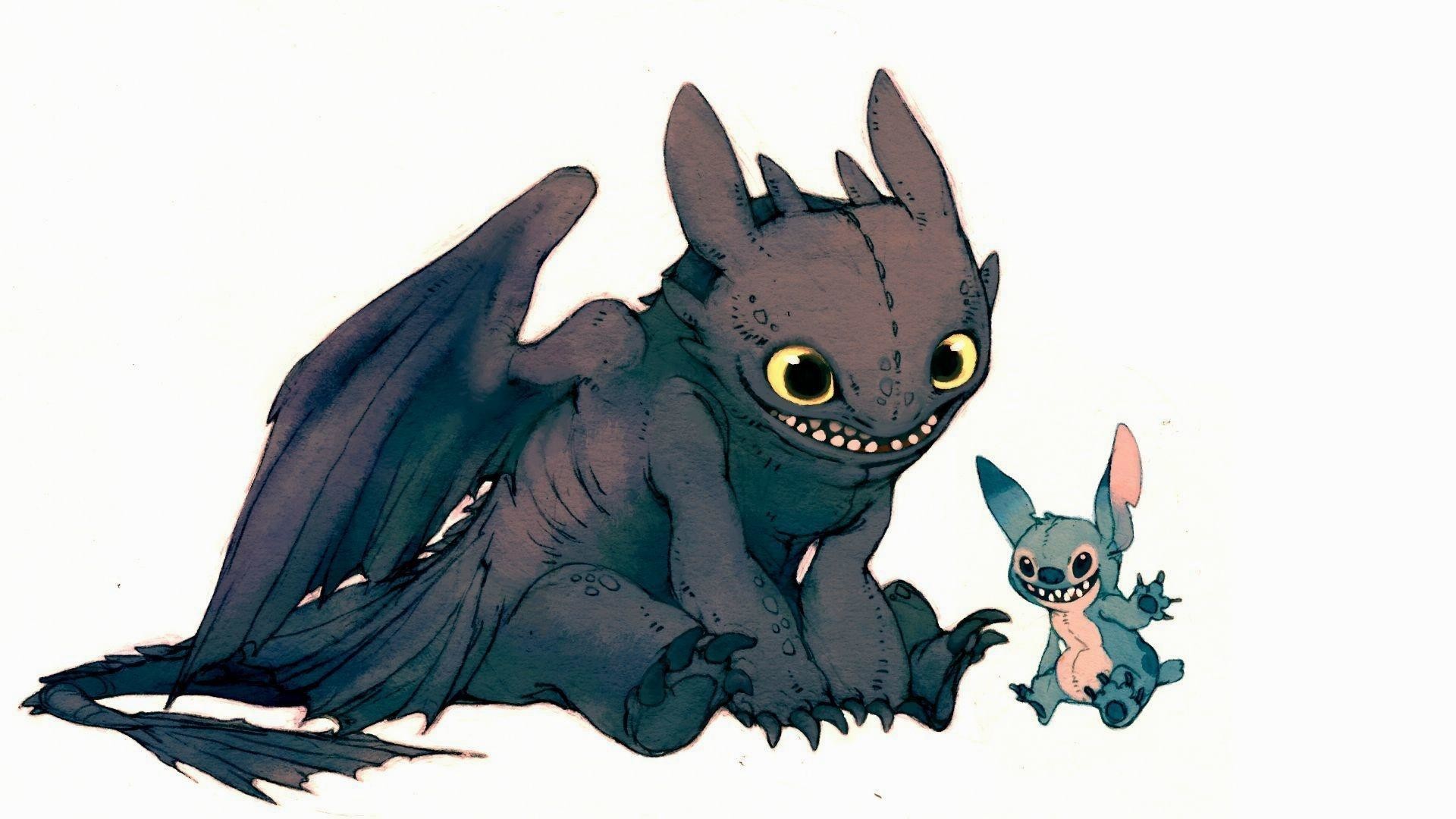 Toothless and stich HD cartoon wallpaper 1