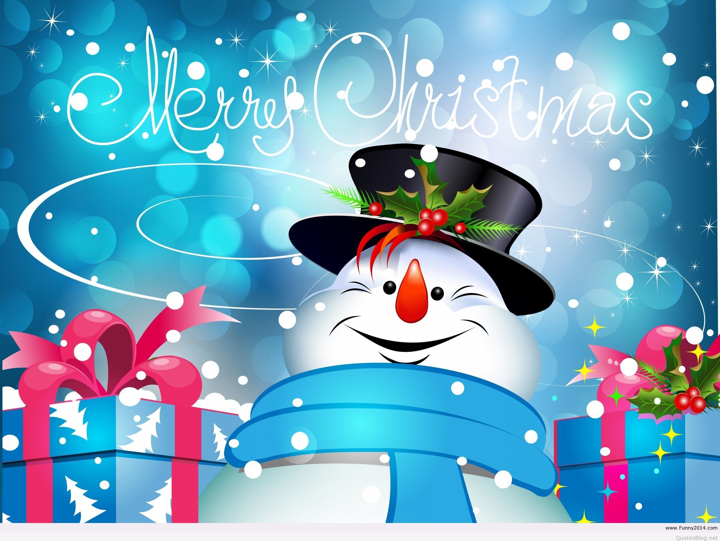 Cartoon-Snowman-Merry-Christmas-Artwork-Wallpaper