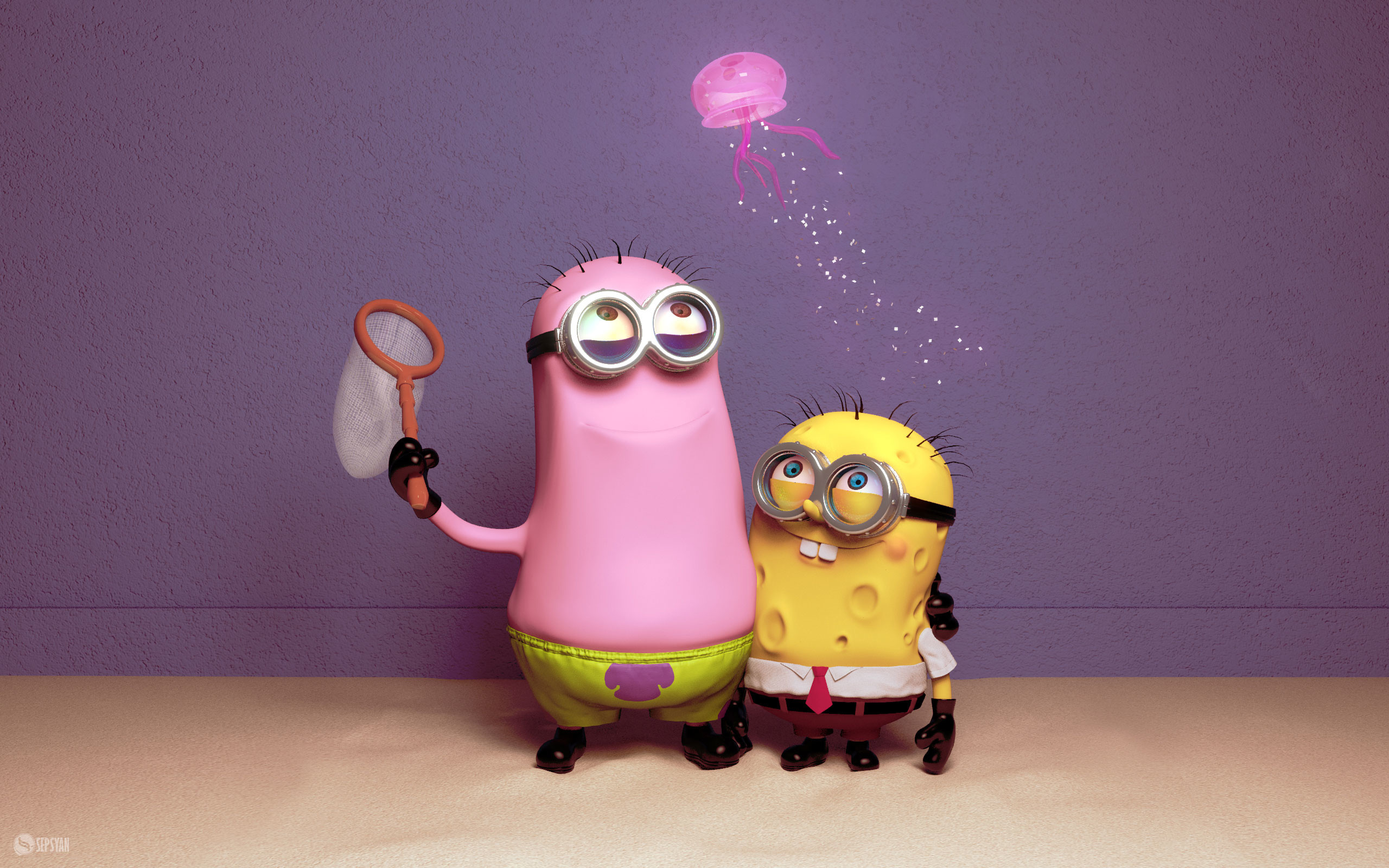 Sponge and Partick Minion Desktop Wallpapers