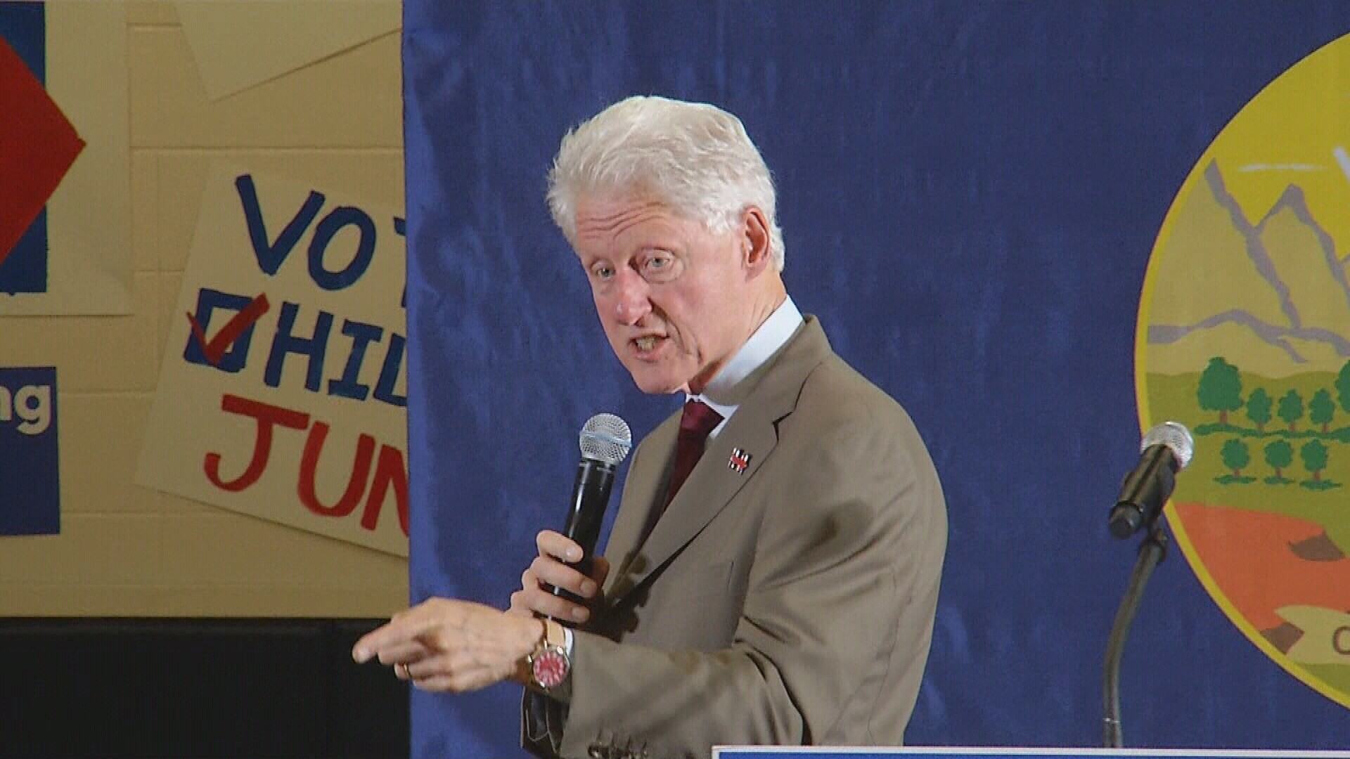 President Bill Clinton spoke for more than an hour at Will James Middle School in Billings