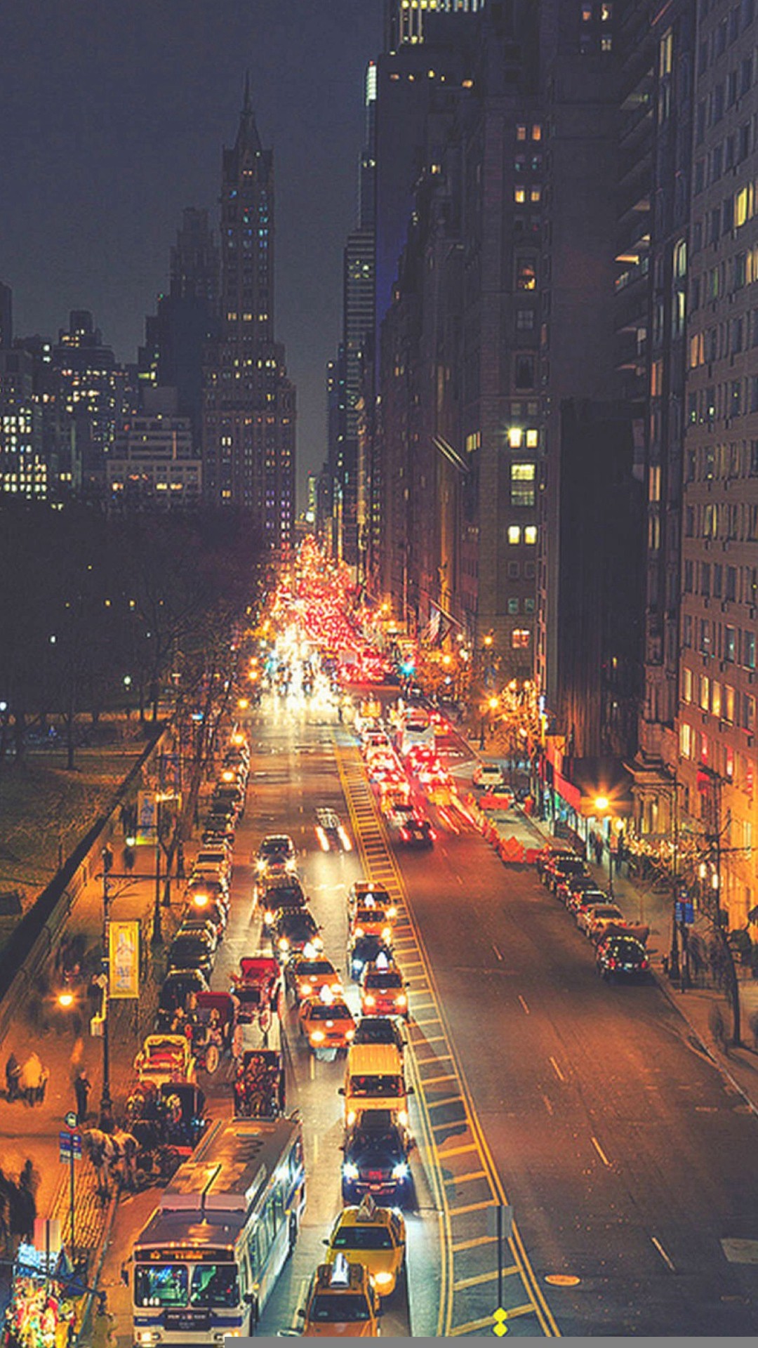 … busy new york street night traffic iphone 8 wallpaper download …