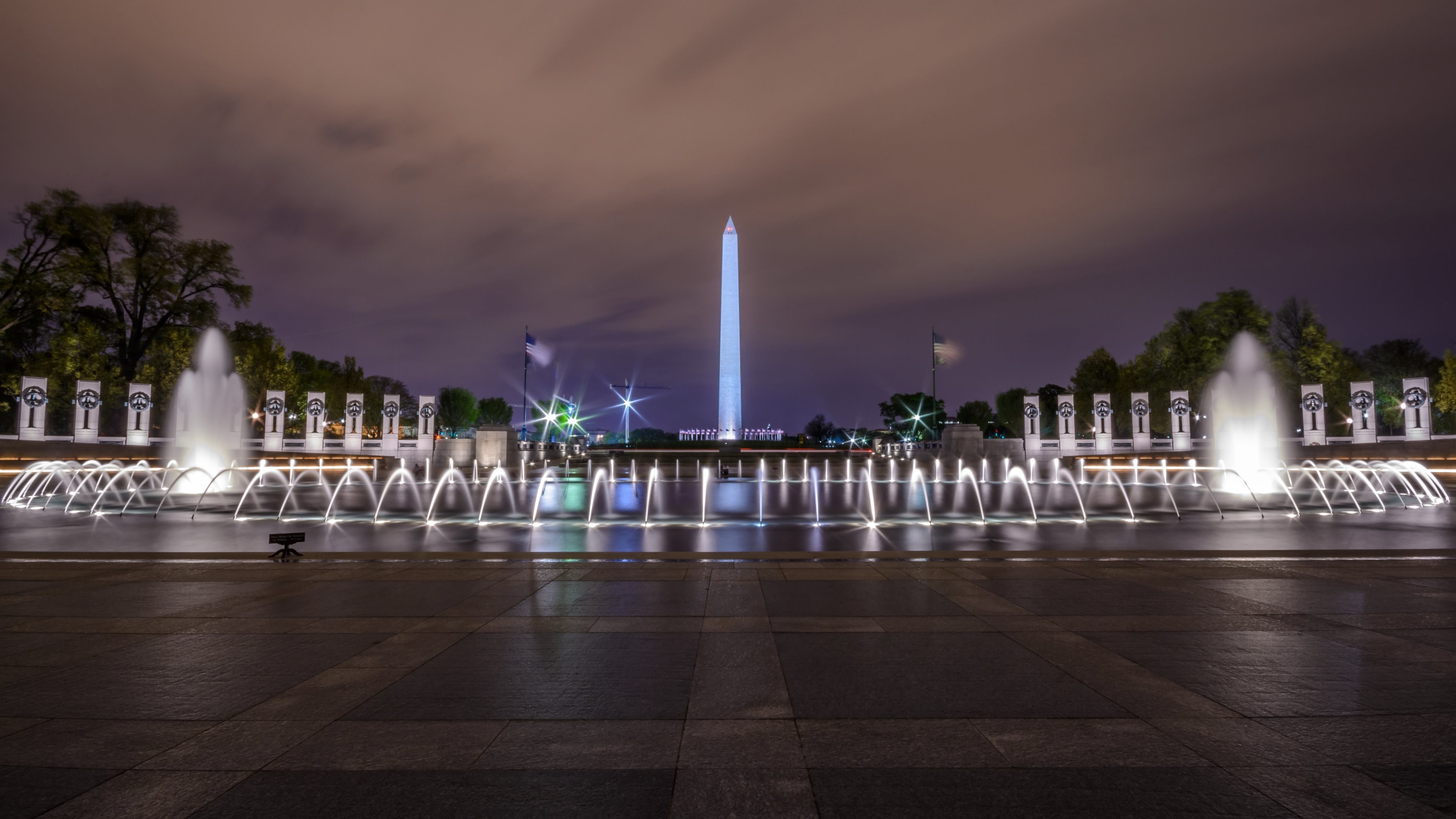4K HD Wallpaper World War II Memorial Washington Monument