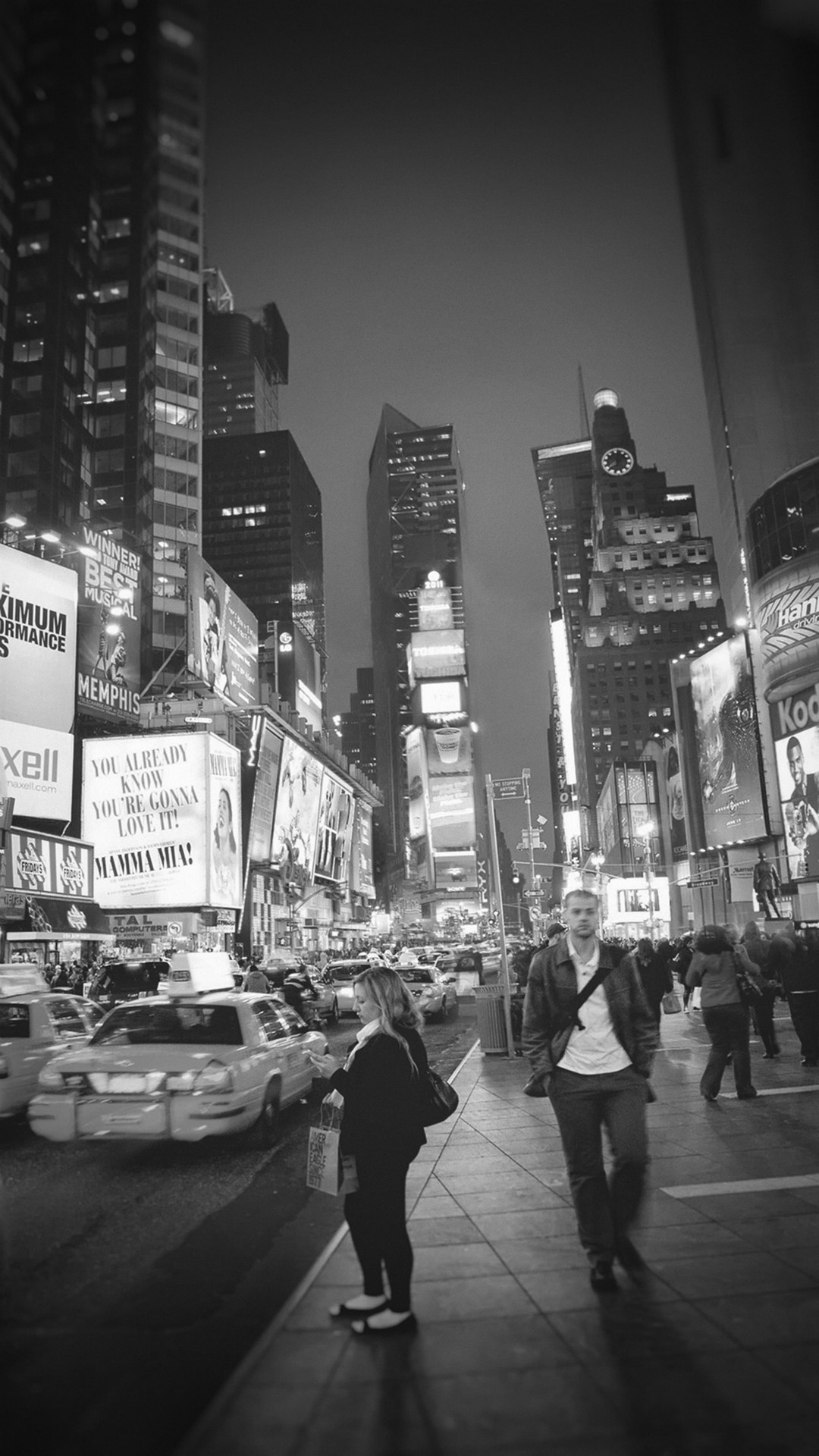 New York Street Night City Dark Vignette #iPhone #7 #wallpaper