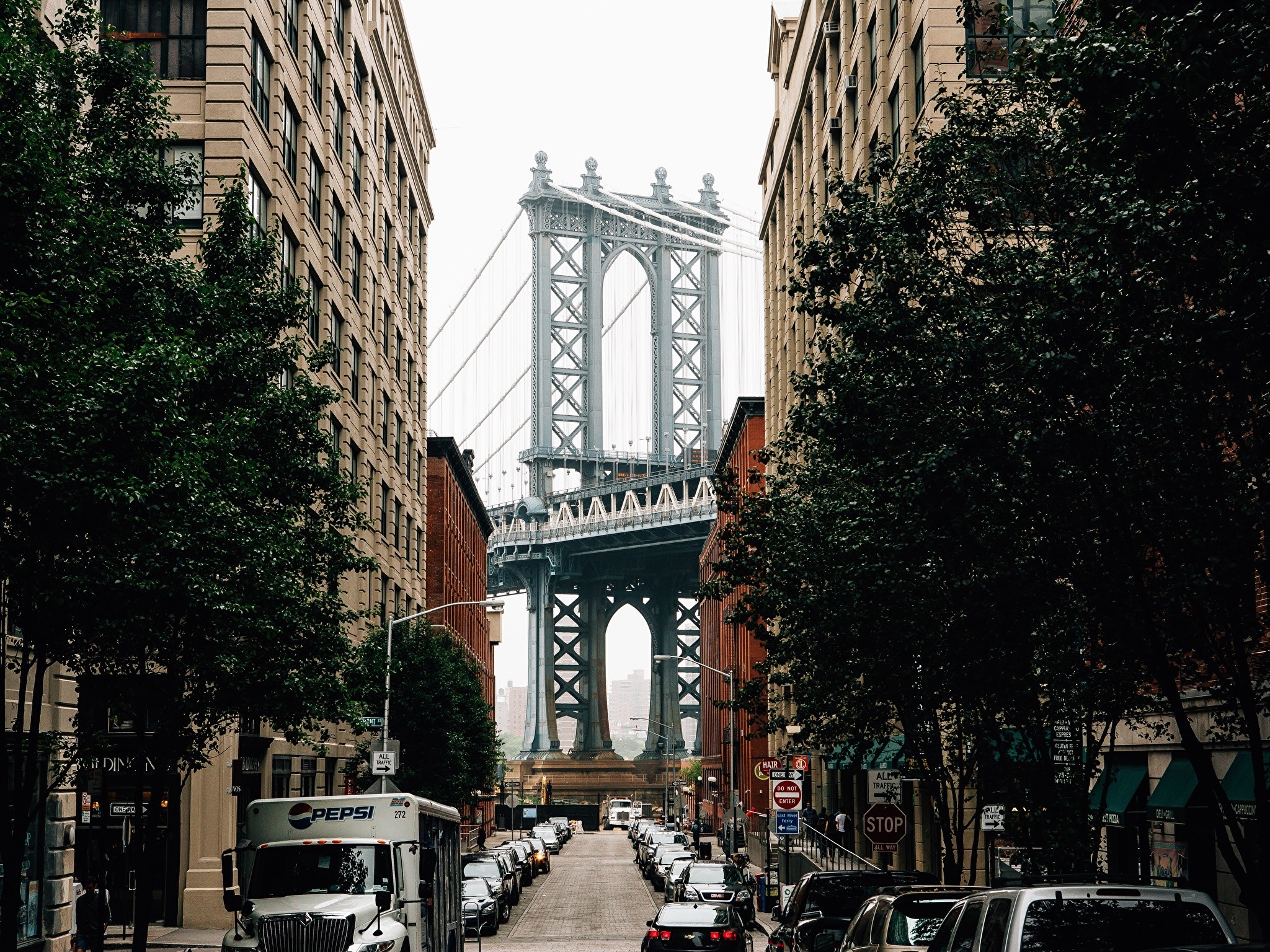 Photo New York City USA Brooklyn Bridge Bridges Street Cities 2048×1536