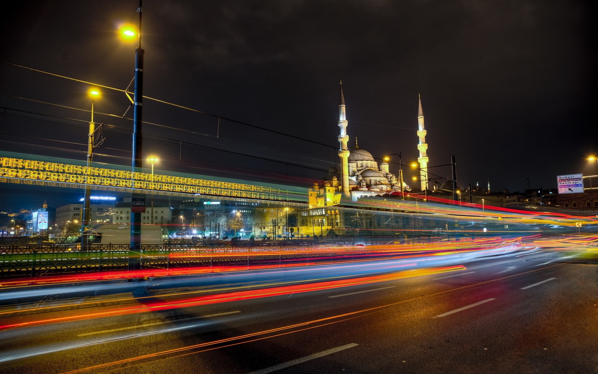 Photography – Time lapse Istanbul Night City Architecture Light Mosque Turkey Wallpaper