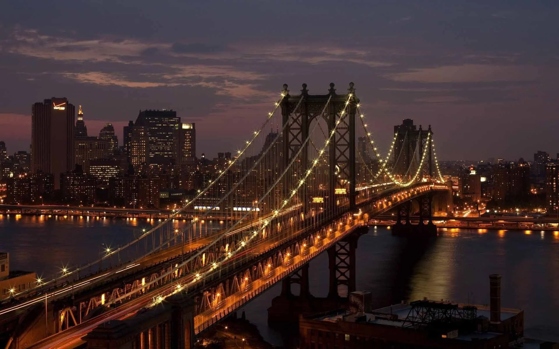Manhattan Bridge New York City Night Wallpaper | HD Travel Wallpaper Free  Download …