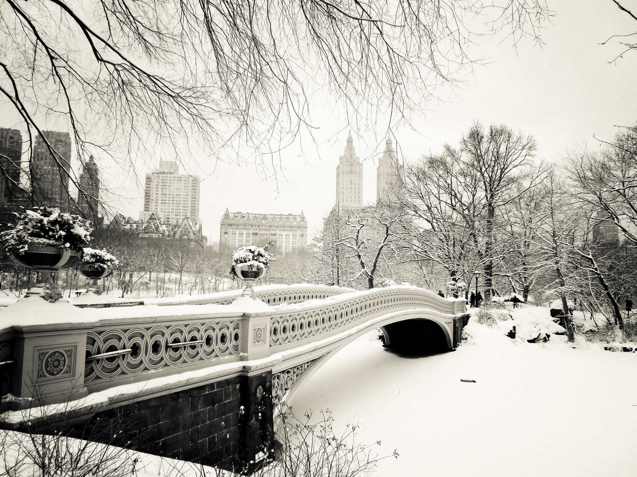 Pictures New York City USA Winter Bridges Snow Cities 2048×1536