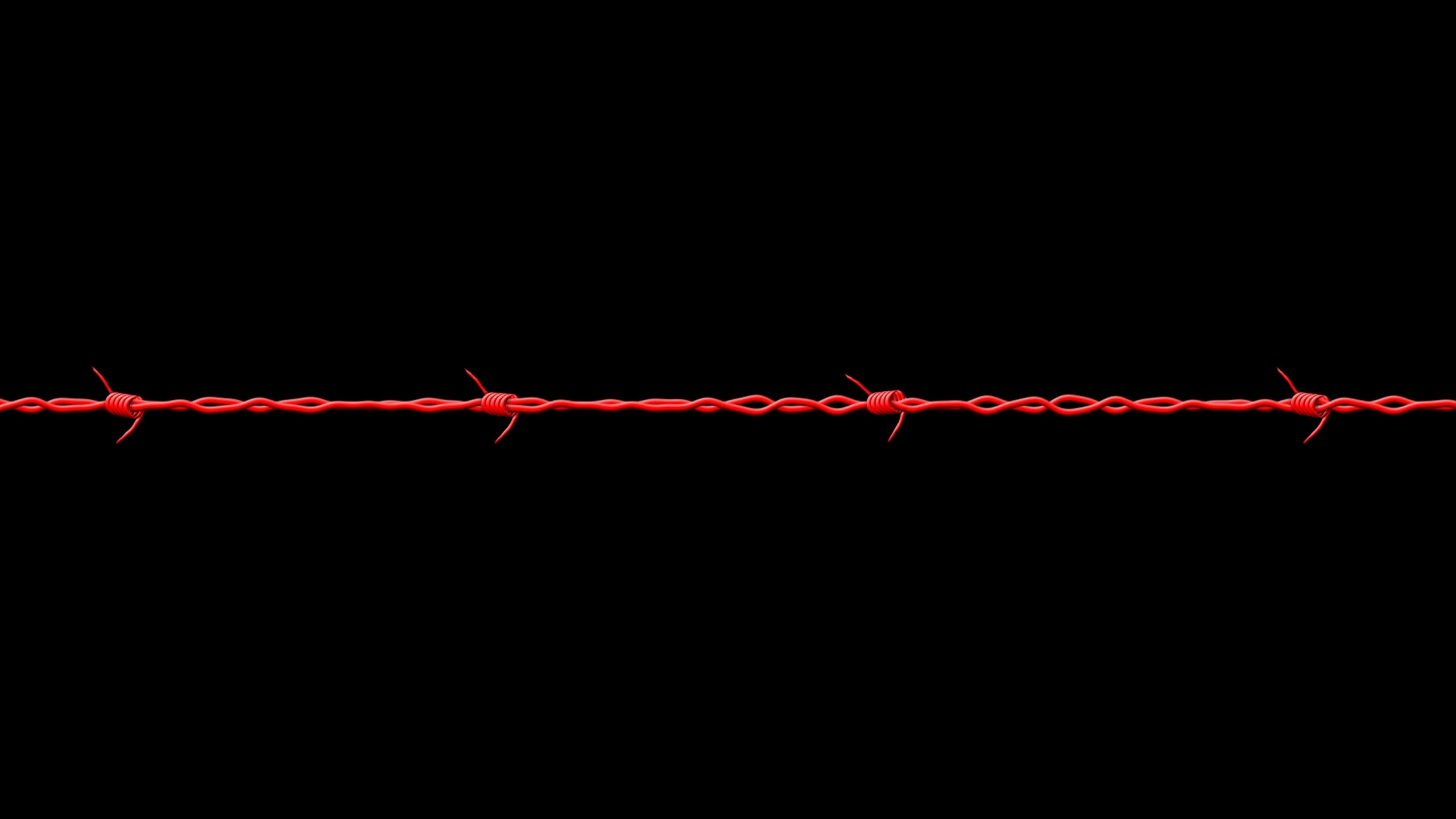 Preview wallpaper black, barbed wire, red 3840×2160