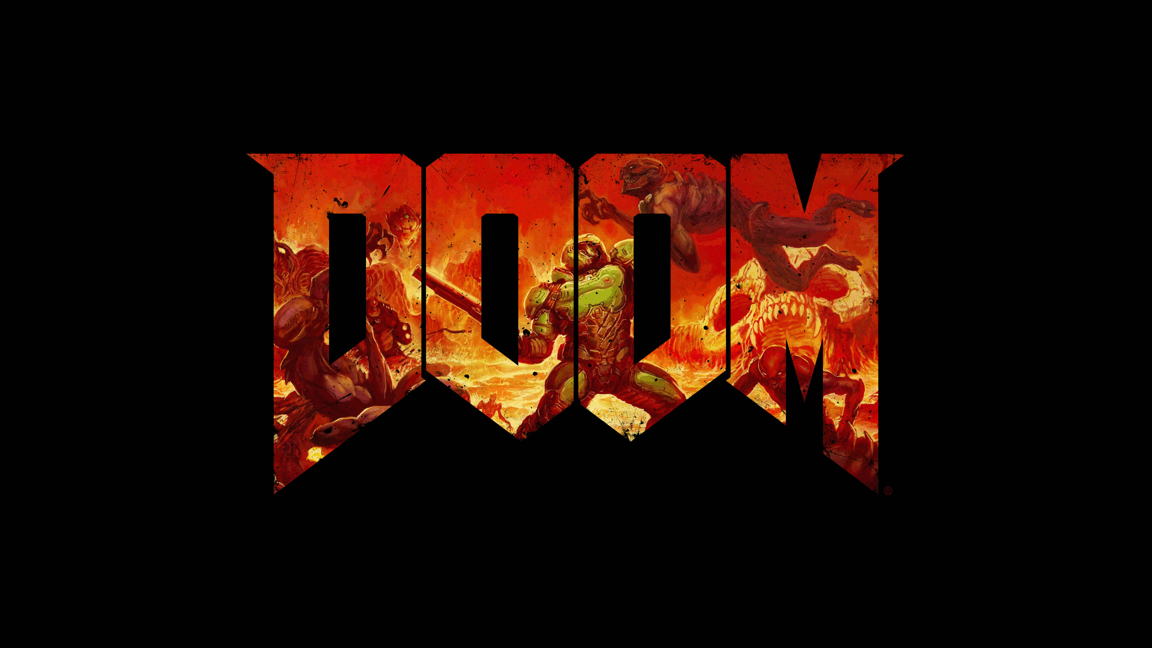 4k doom wallpapers white and black