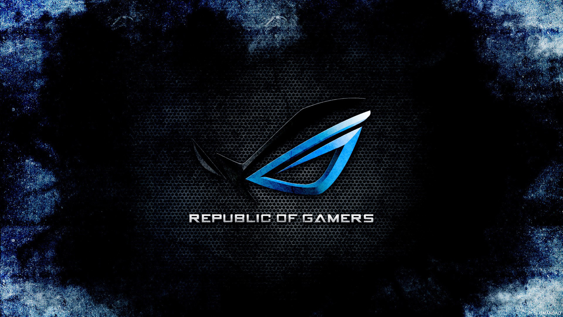 Rog republic of gamers logo dark blue hd. 1080p wallpaper