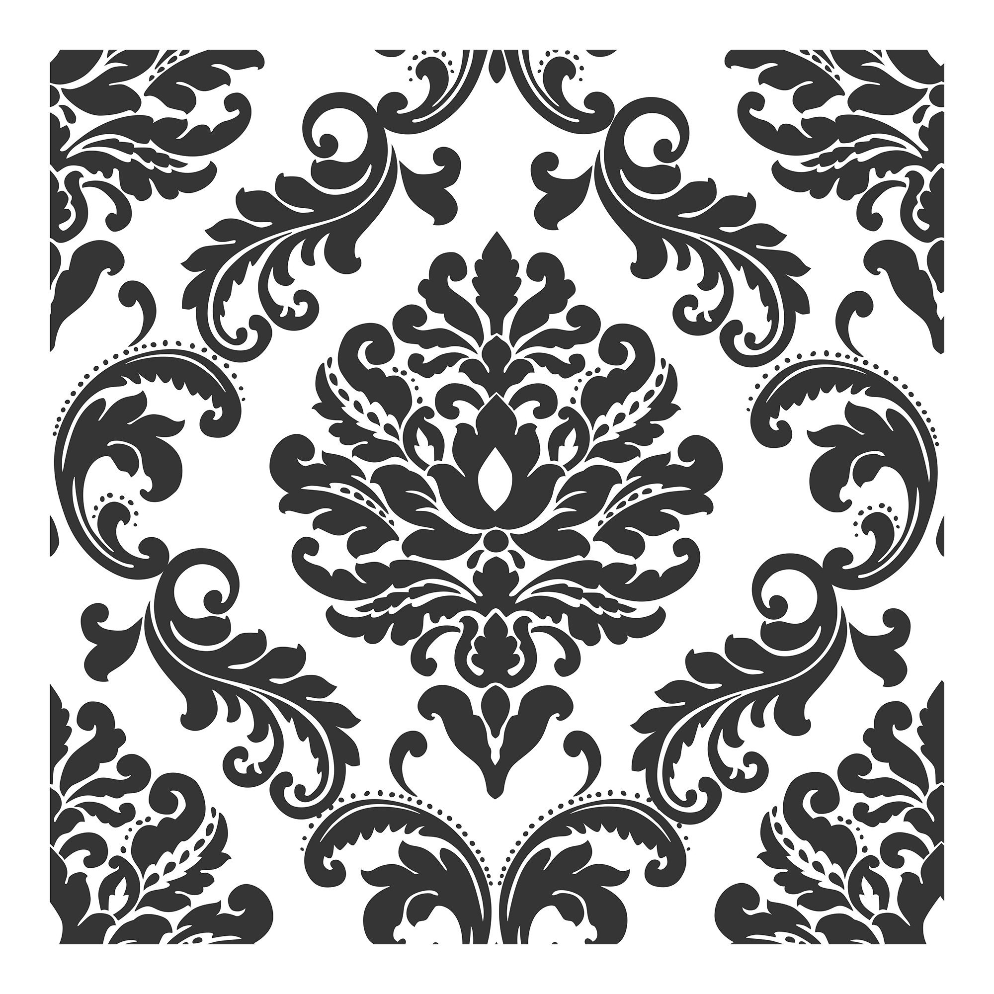 Ariel Black and White Damask Peel and Stick Wallpaper