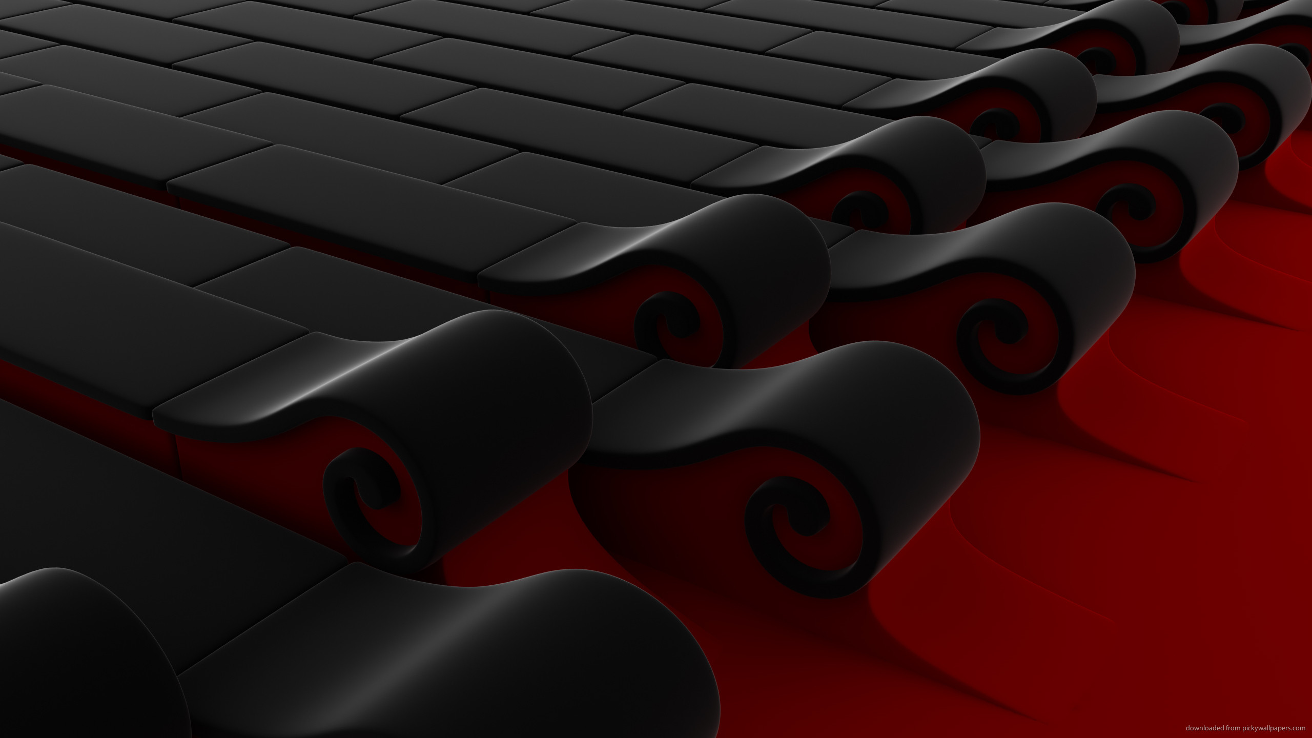 Black and Red Waves render for 2560×1440
