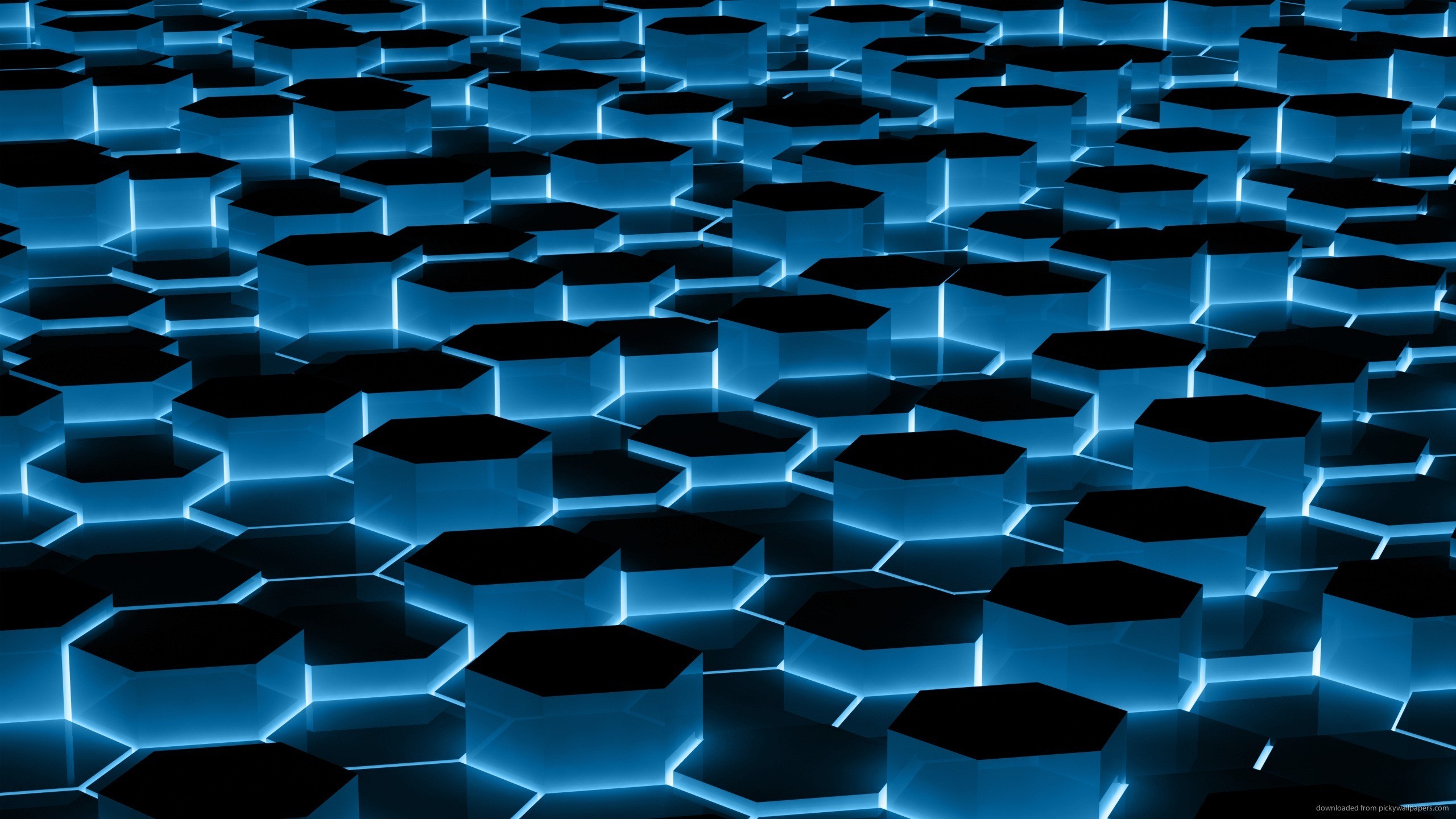 Blue And Black Hexagons for 2560×1440
